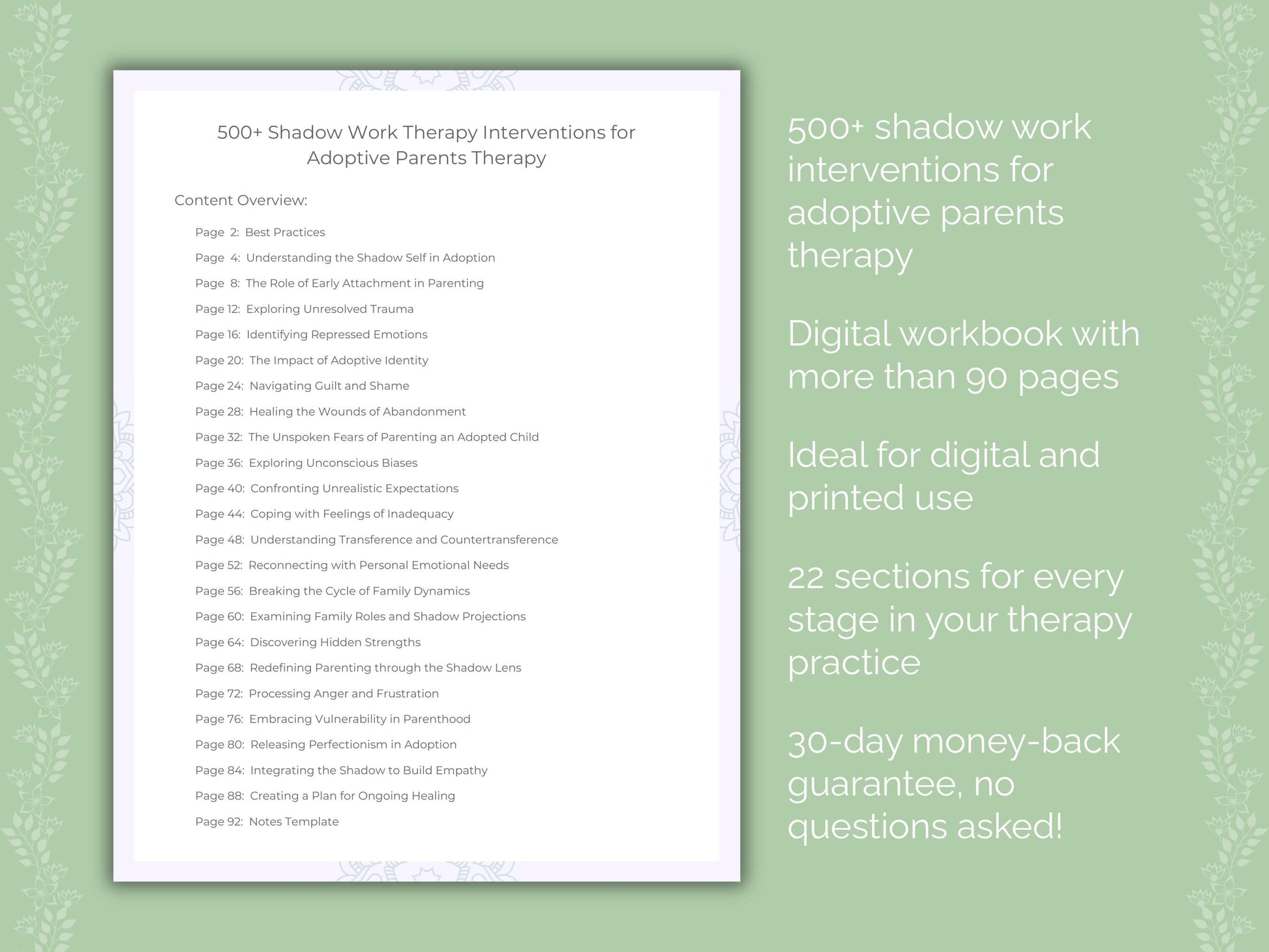 Adoptive Parents Shadow Work Therapist Worksheets