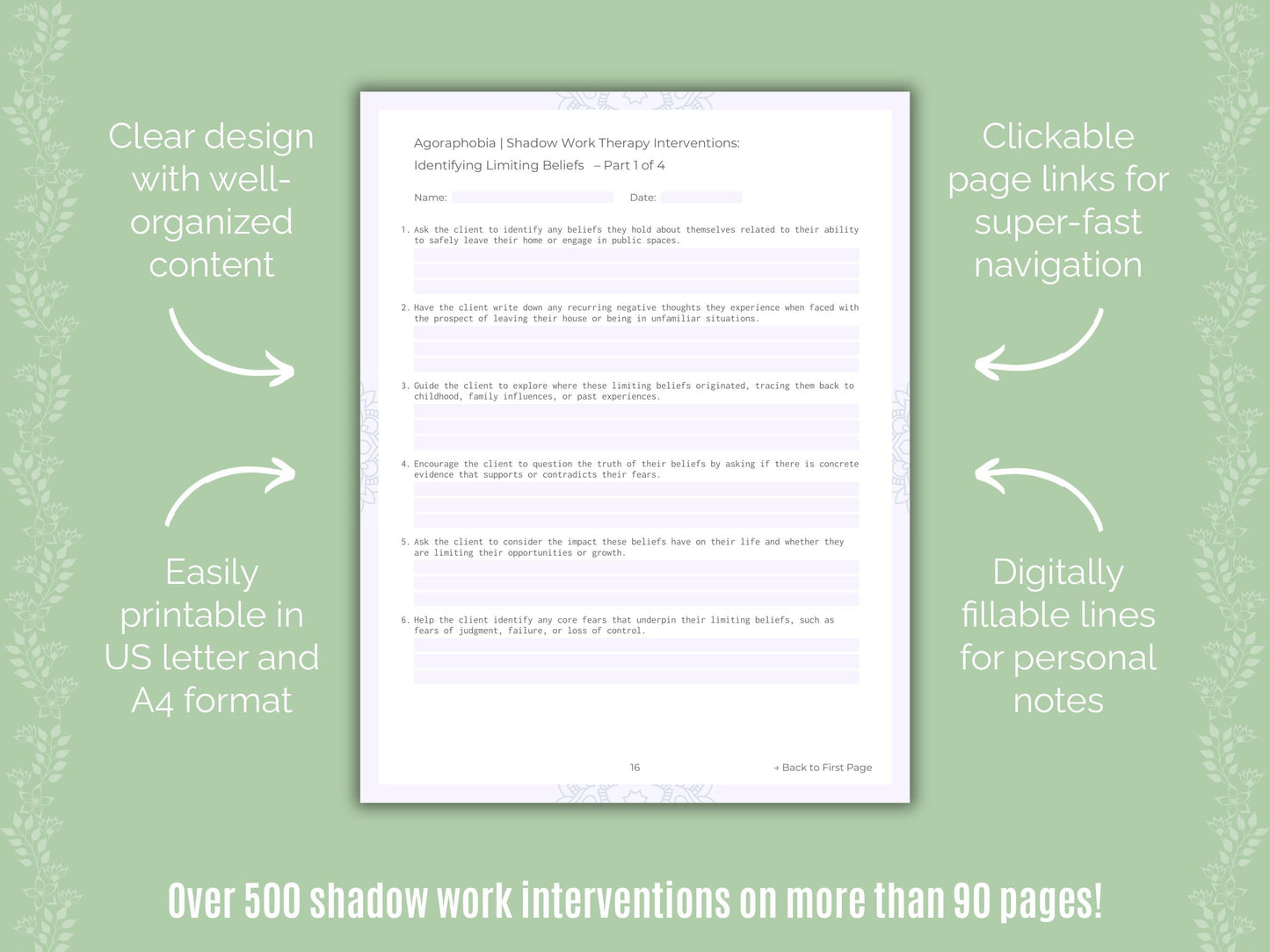 Agoraphobia Shadow Work Counseling Templates