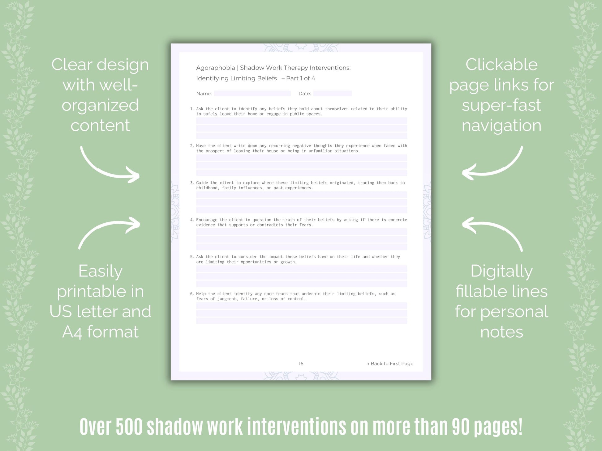 Agoraphobia Shadow Work Counseling Templates