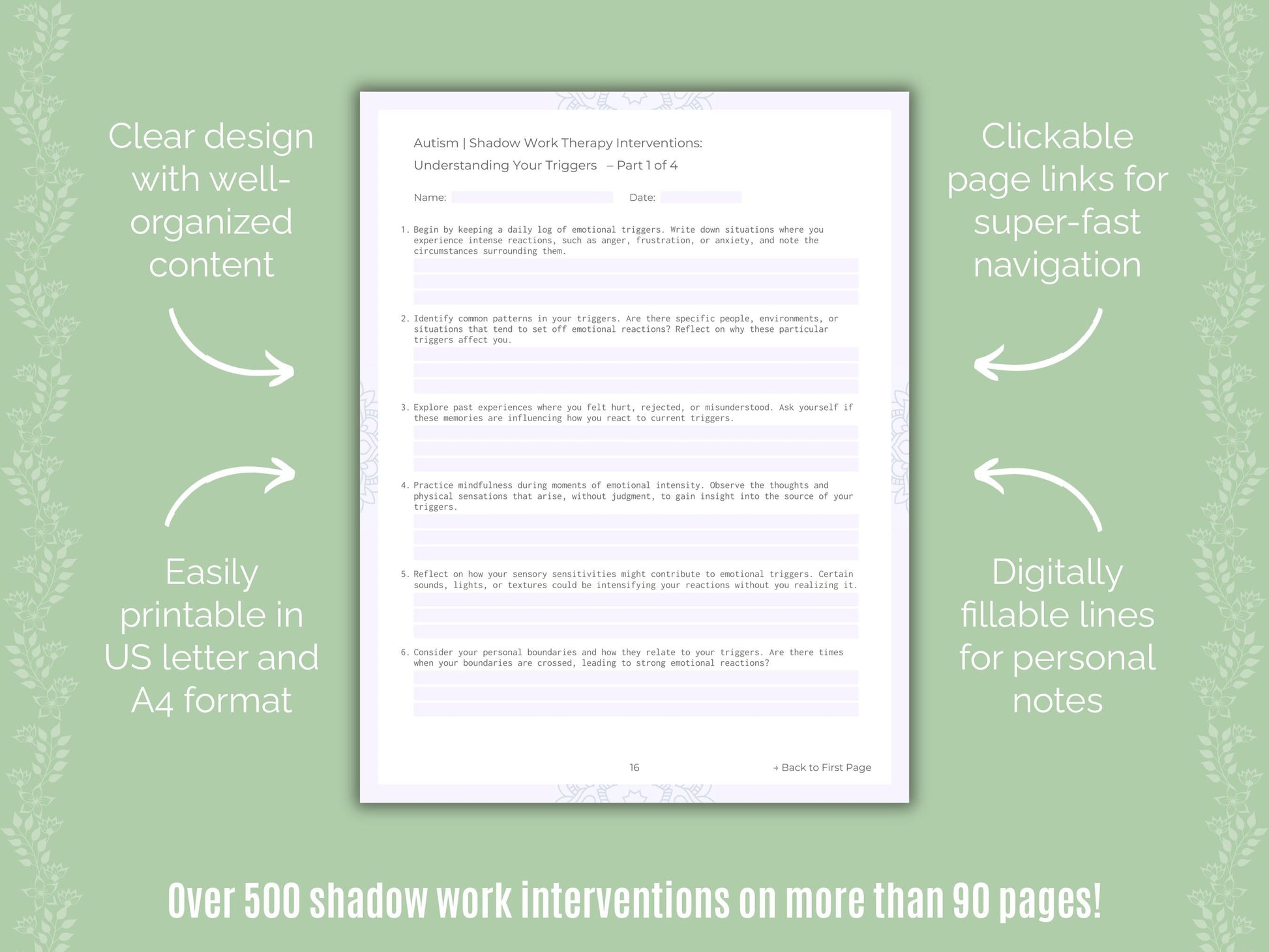 Autism Spectrum Disorder Shadow Work Counseling Templates