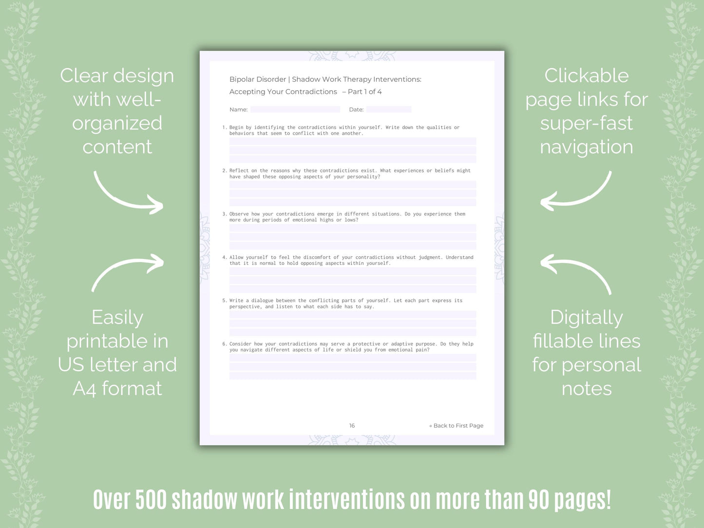 Bipolar Disorder Shadow Work Counseling Templates