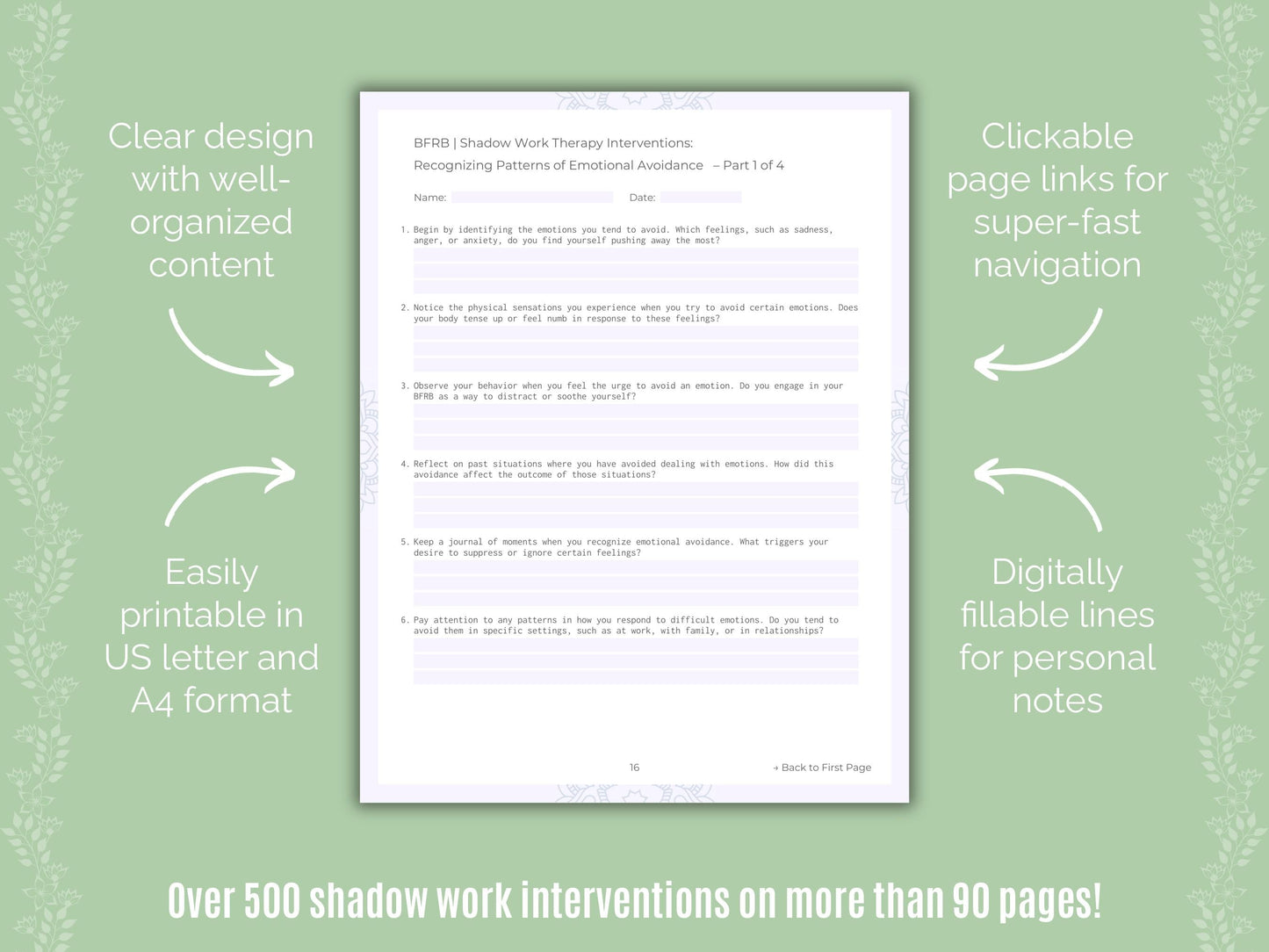 Body-Focused Repetitive Behavior (BFRB) Shadow Work Counseling Templates