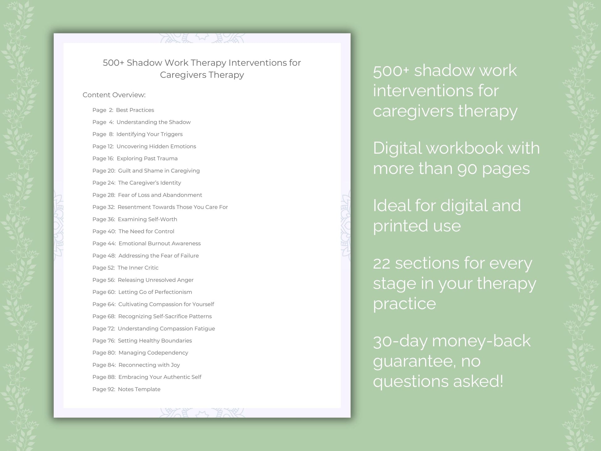 Caregivers Shadow Work Therapist Worksheets