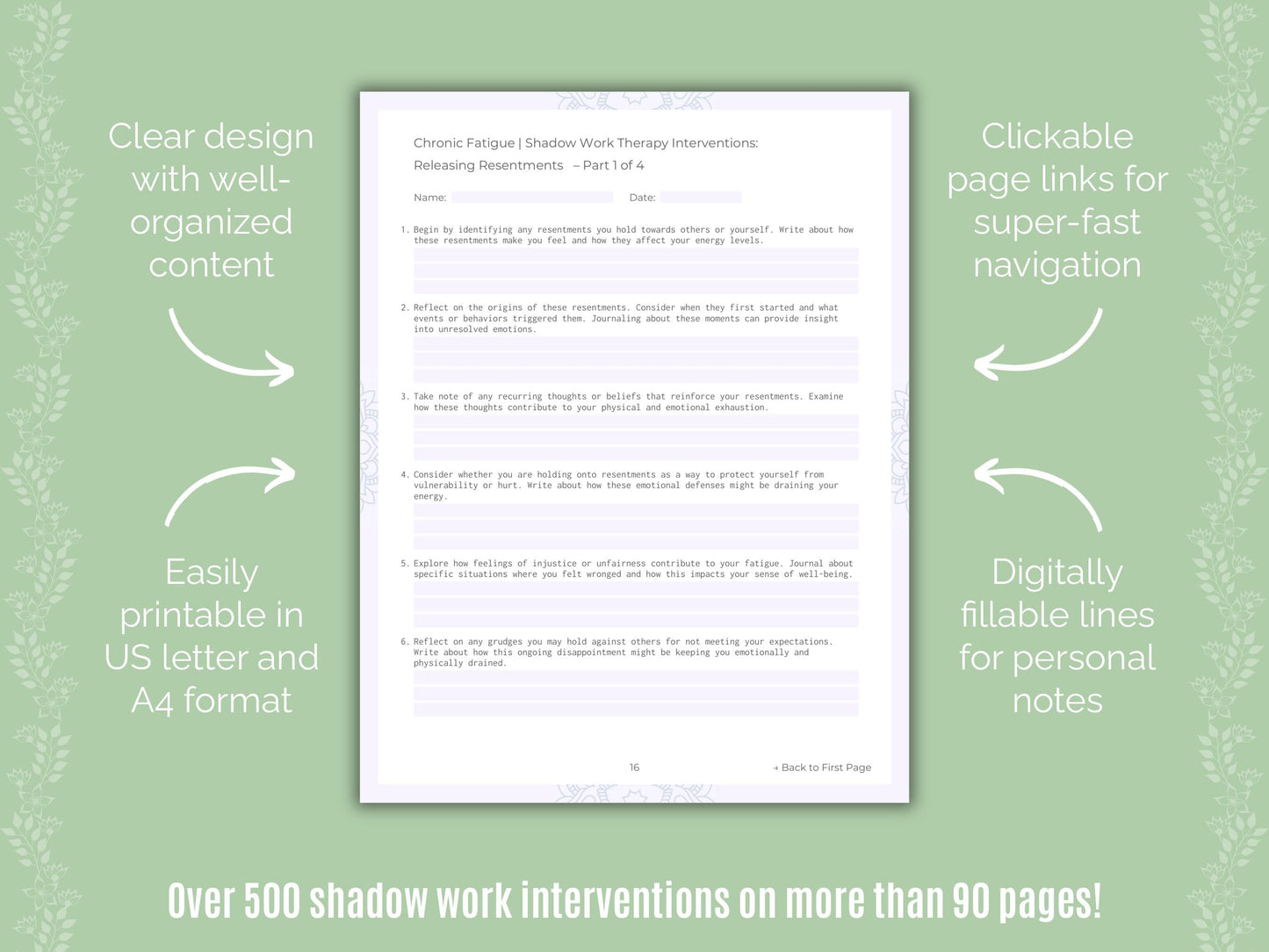 Chronic Fatigue Shadow Work Counseling Templates