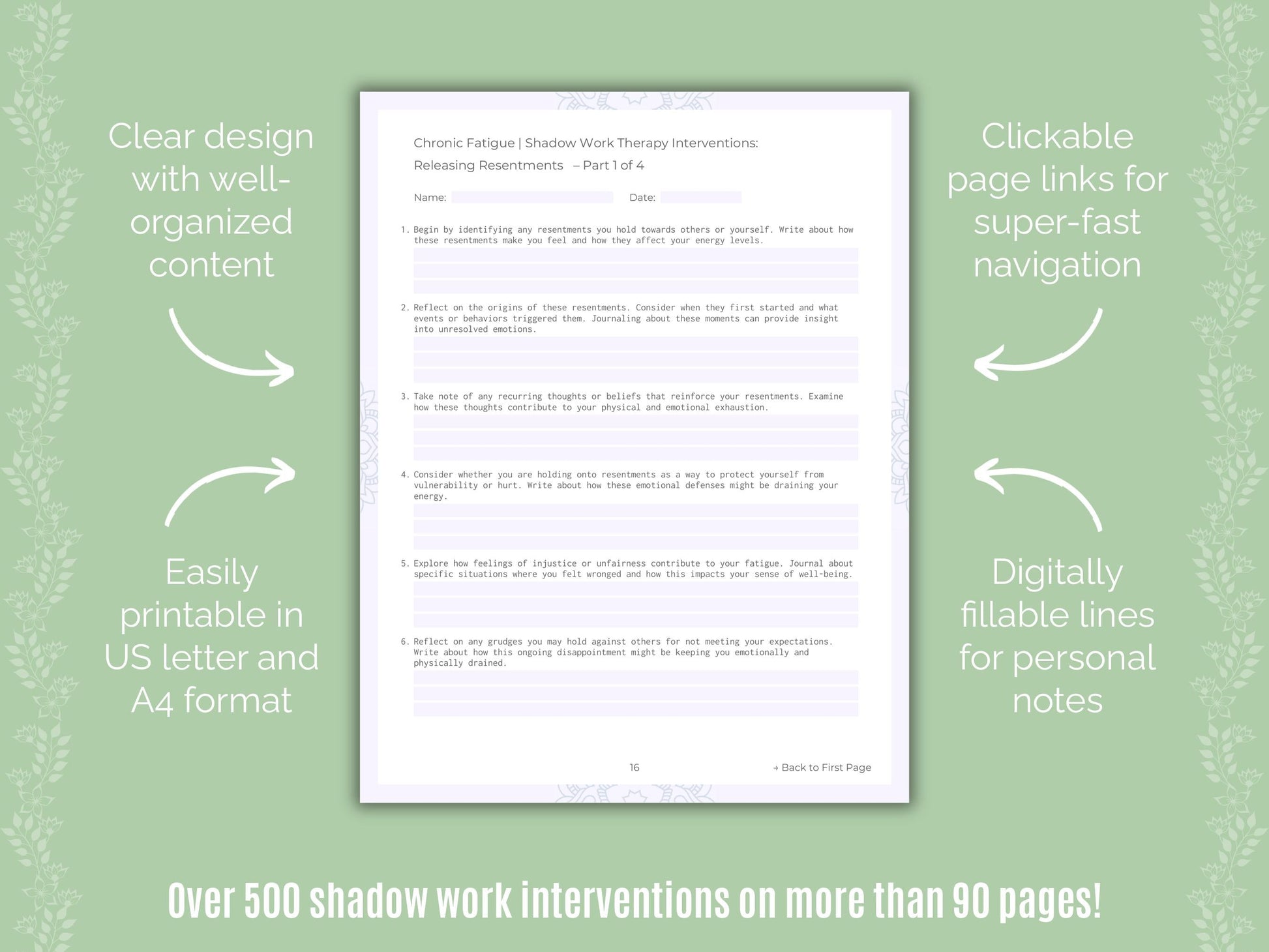 Chronic Fatigue Shadow Work Counseling Templates