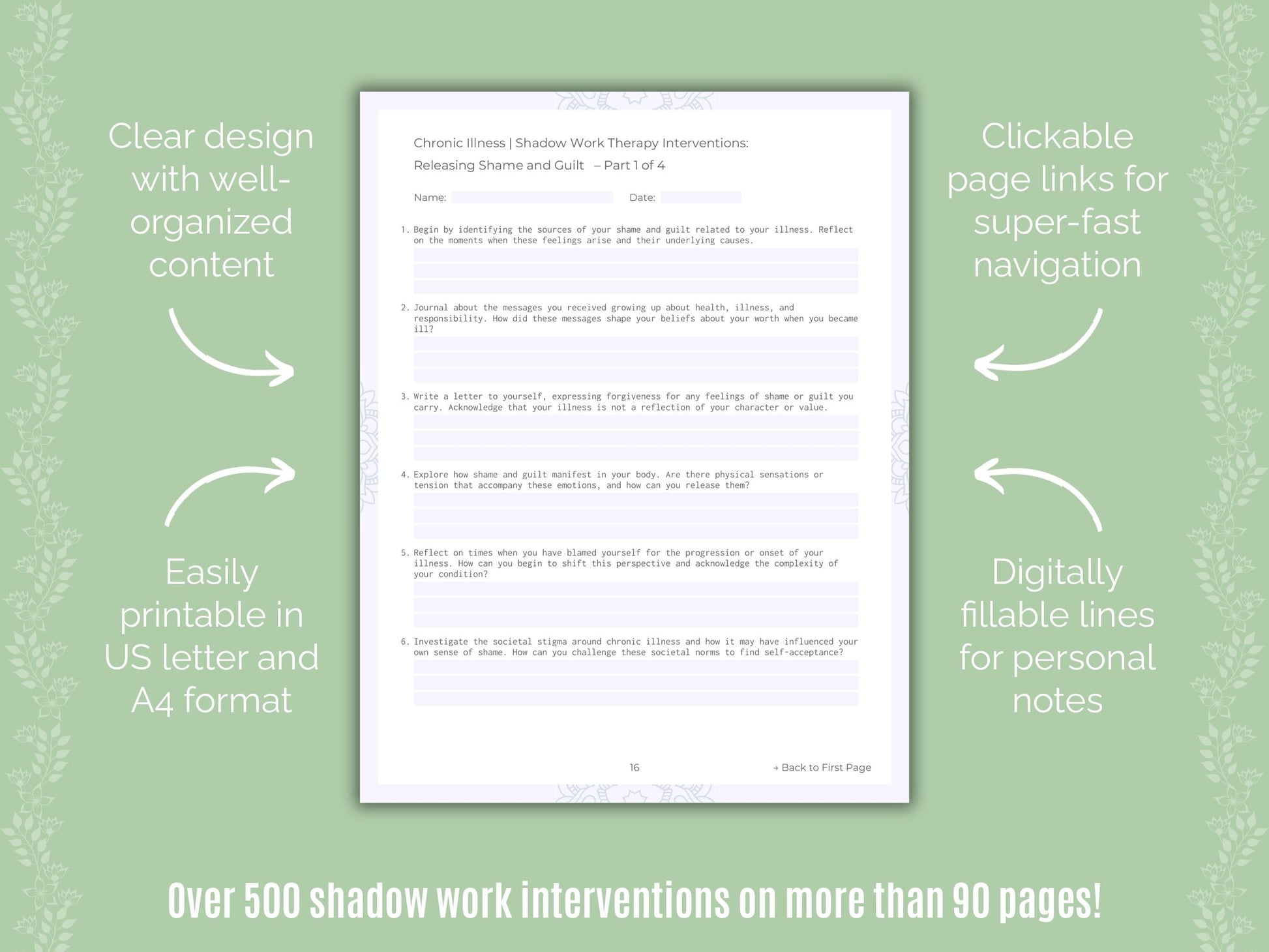 Chronic Illness Shadow Work Counseling Templates