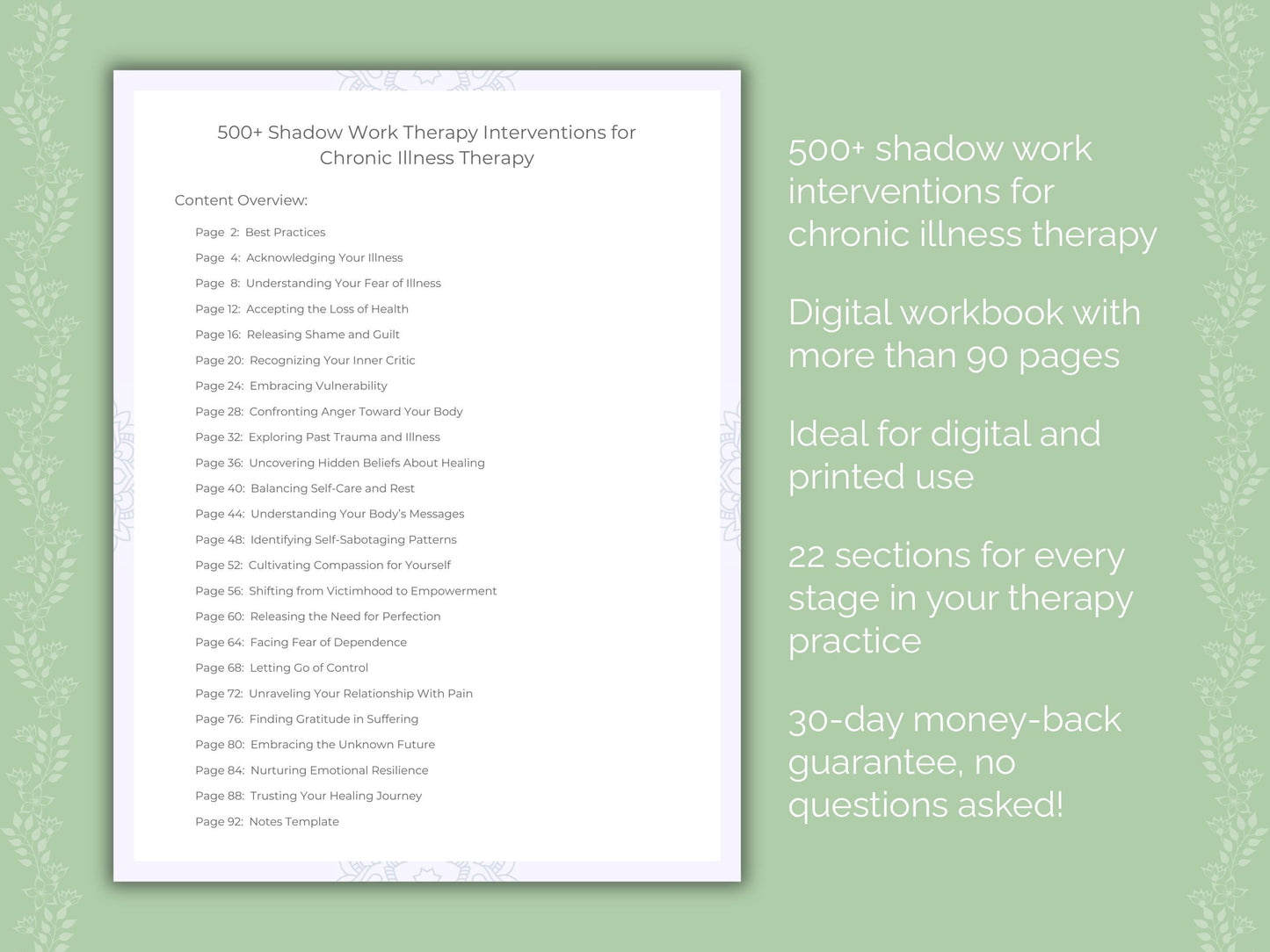 Chronic Illness Shadow Work Therapist Worksheets