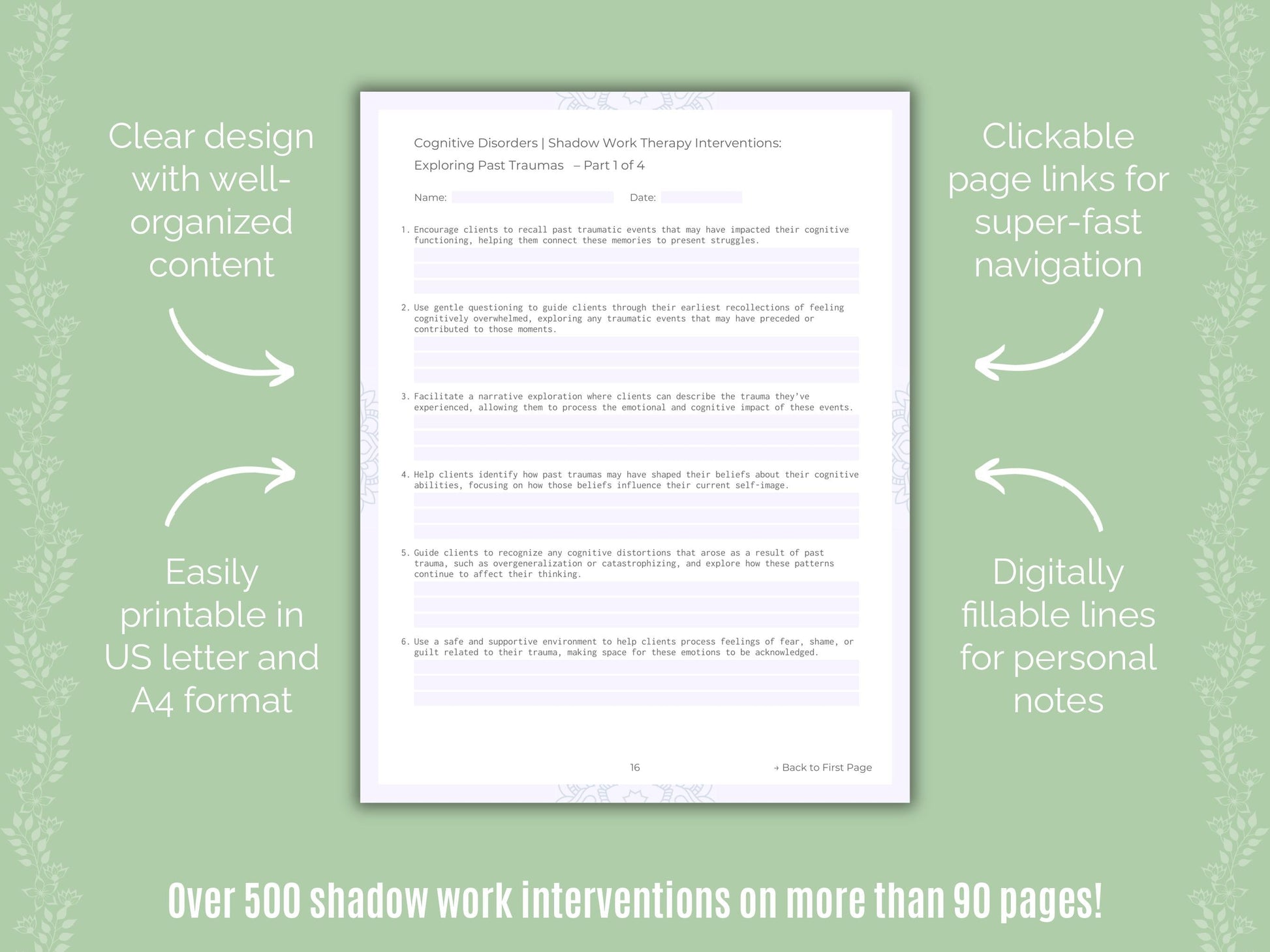 Cognitive Disorders Shadow Work Counseling Templates