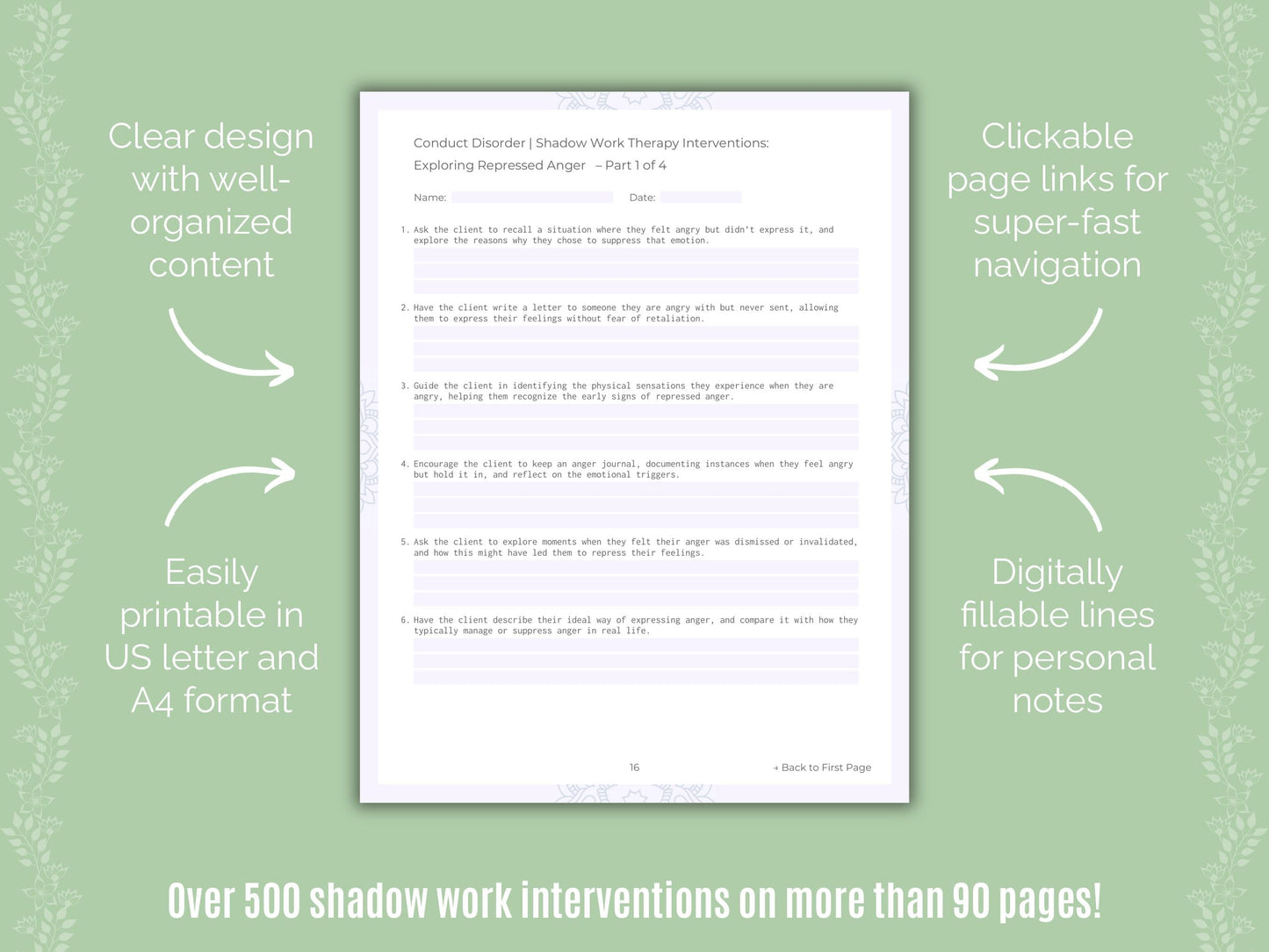 Conduct Disorder Shadow Work Counseling Templates