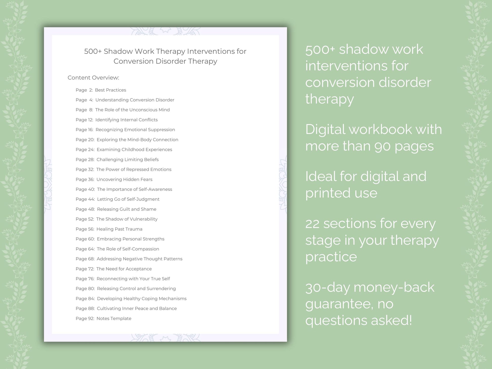 Conversion Disorder Shadow Work Therapist Worksheets