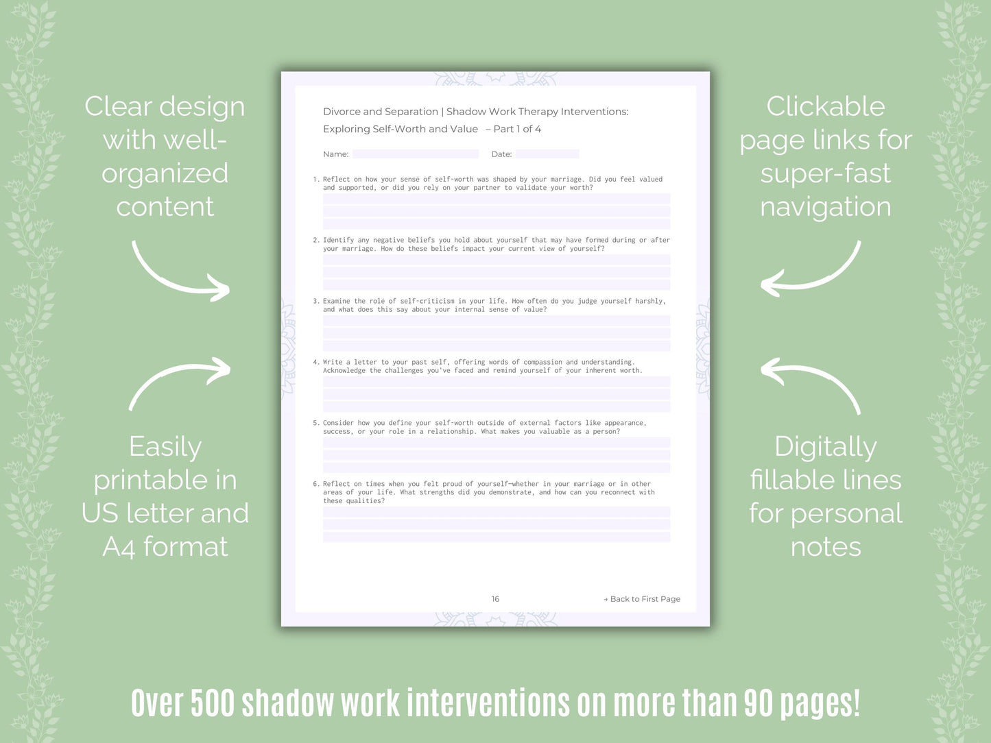 Divorce and Separation Shadow Work Counseling Templates