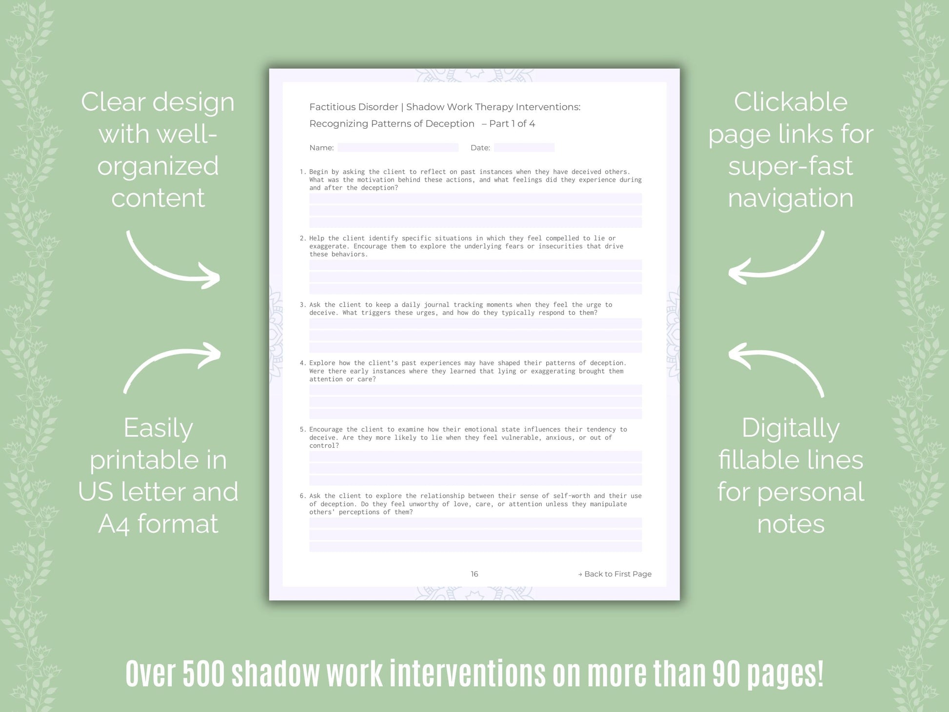 Factitious Disorder Shadow Work Counseling Templates