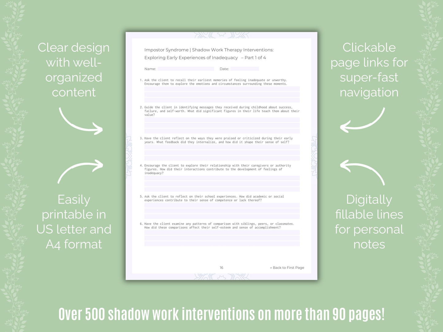 Impostor Syndrome Shadow Work Counseling Templates