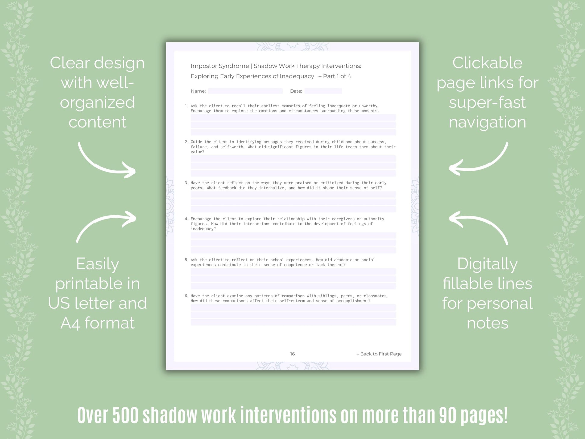 Impostor Syndrome Shadow Work Counseling Templates