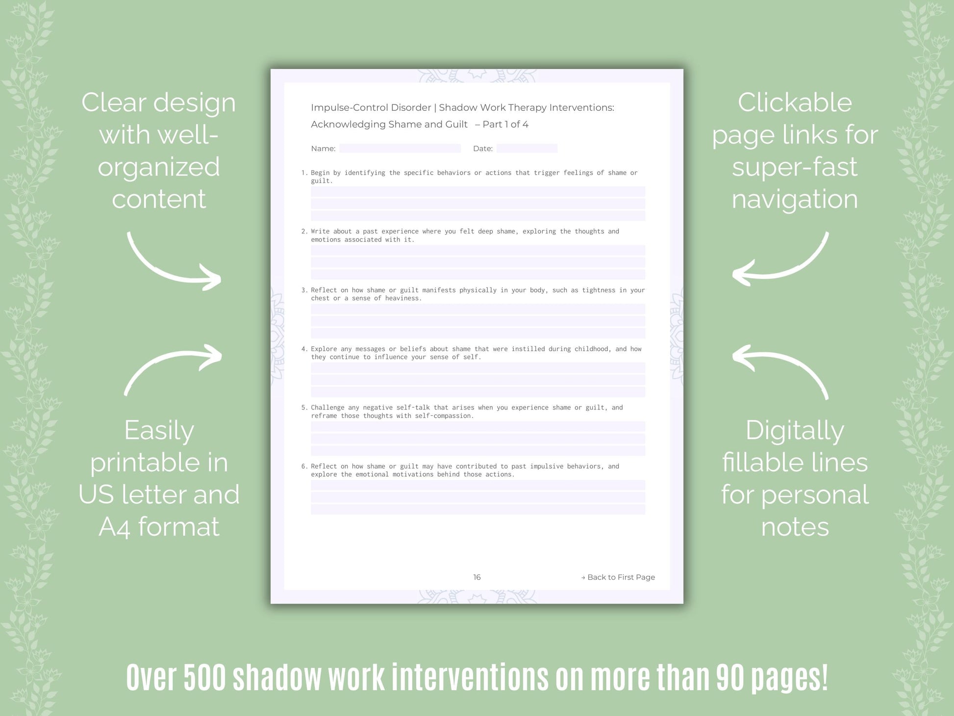 Impulse-Control Disorder (ICD) Shadow Work Counseling Templates