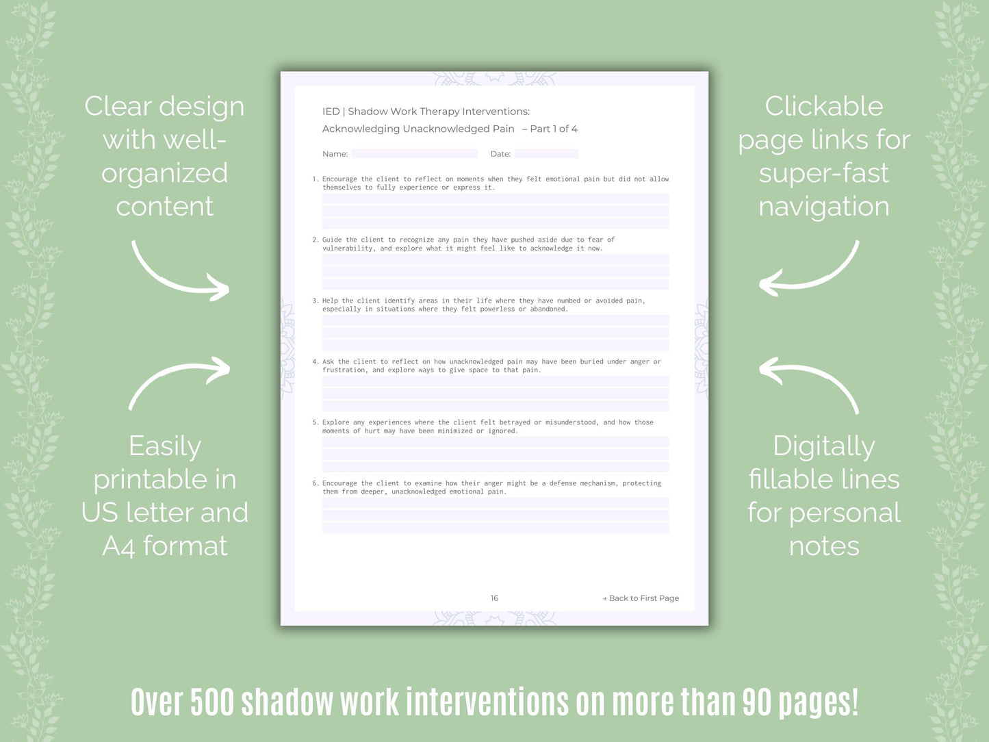 Intermittent Explosive Disorder (IED) Shadow Work Counseling Templates