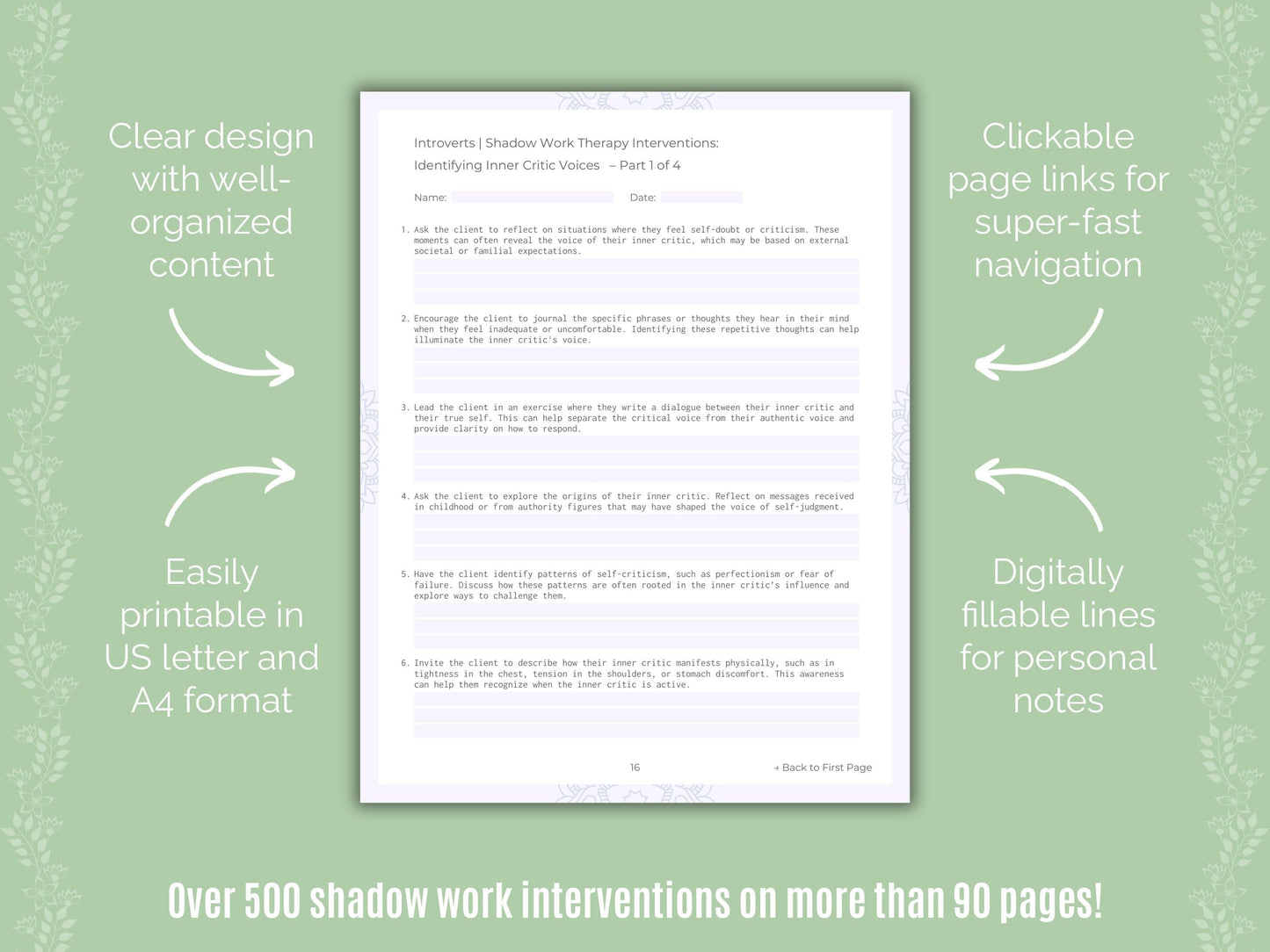 Introversion Shadow Work Counseling Templates