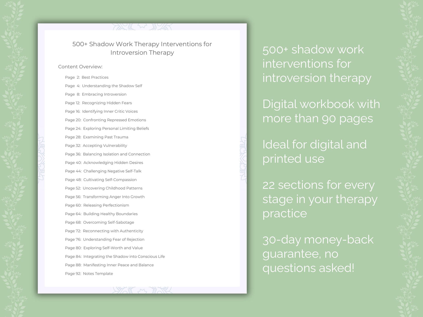 Introversion Shadow Work Therapist Worksheets