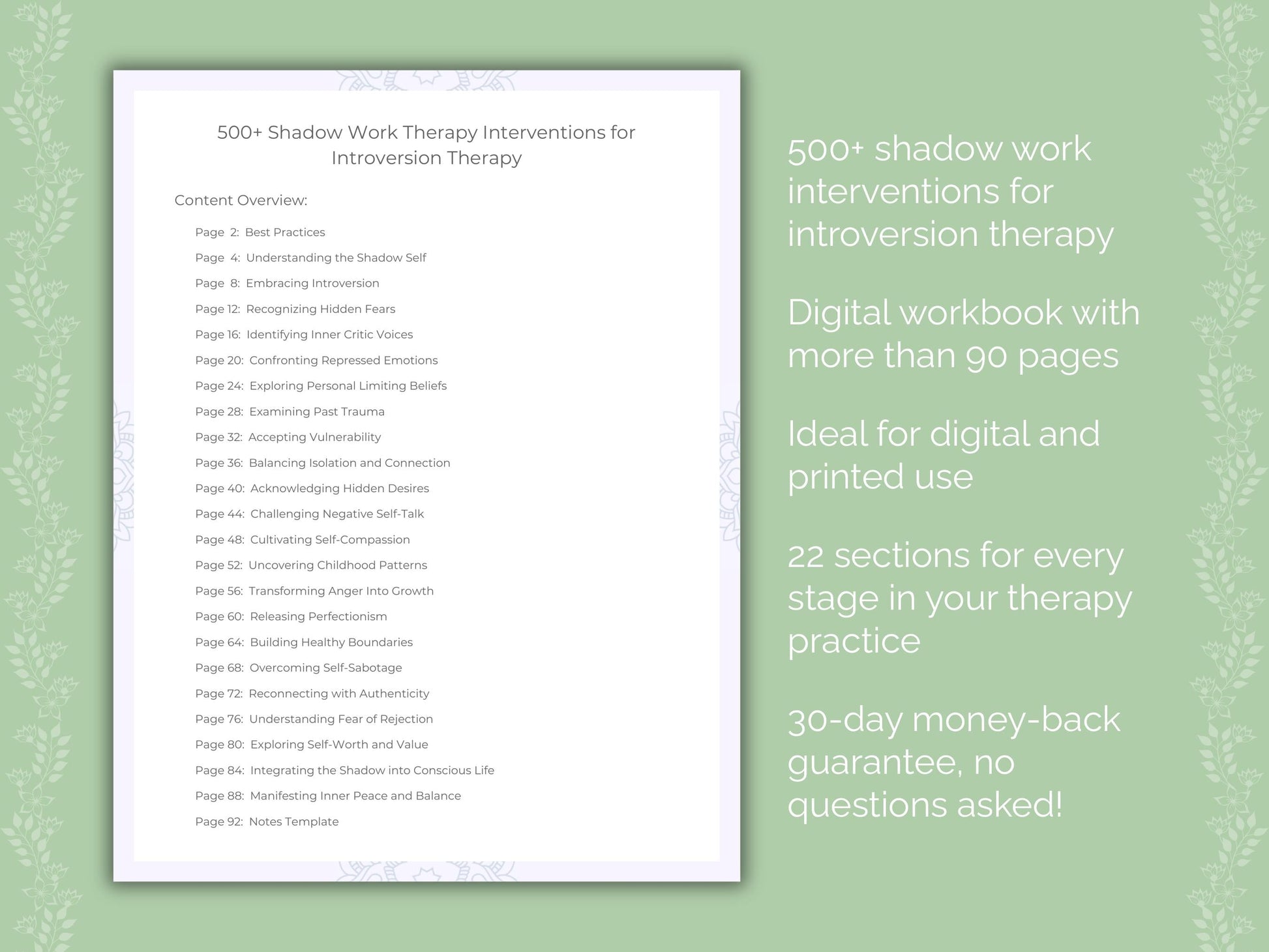 Introversion Shadow Work Therapist Worksheets