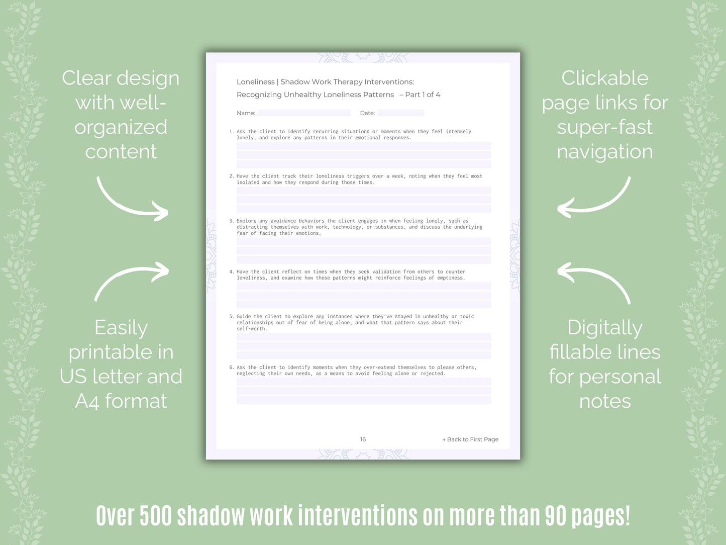 Loneliness Shadow Work Counseling Templates