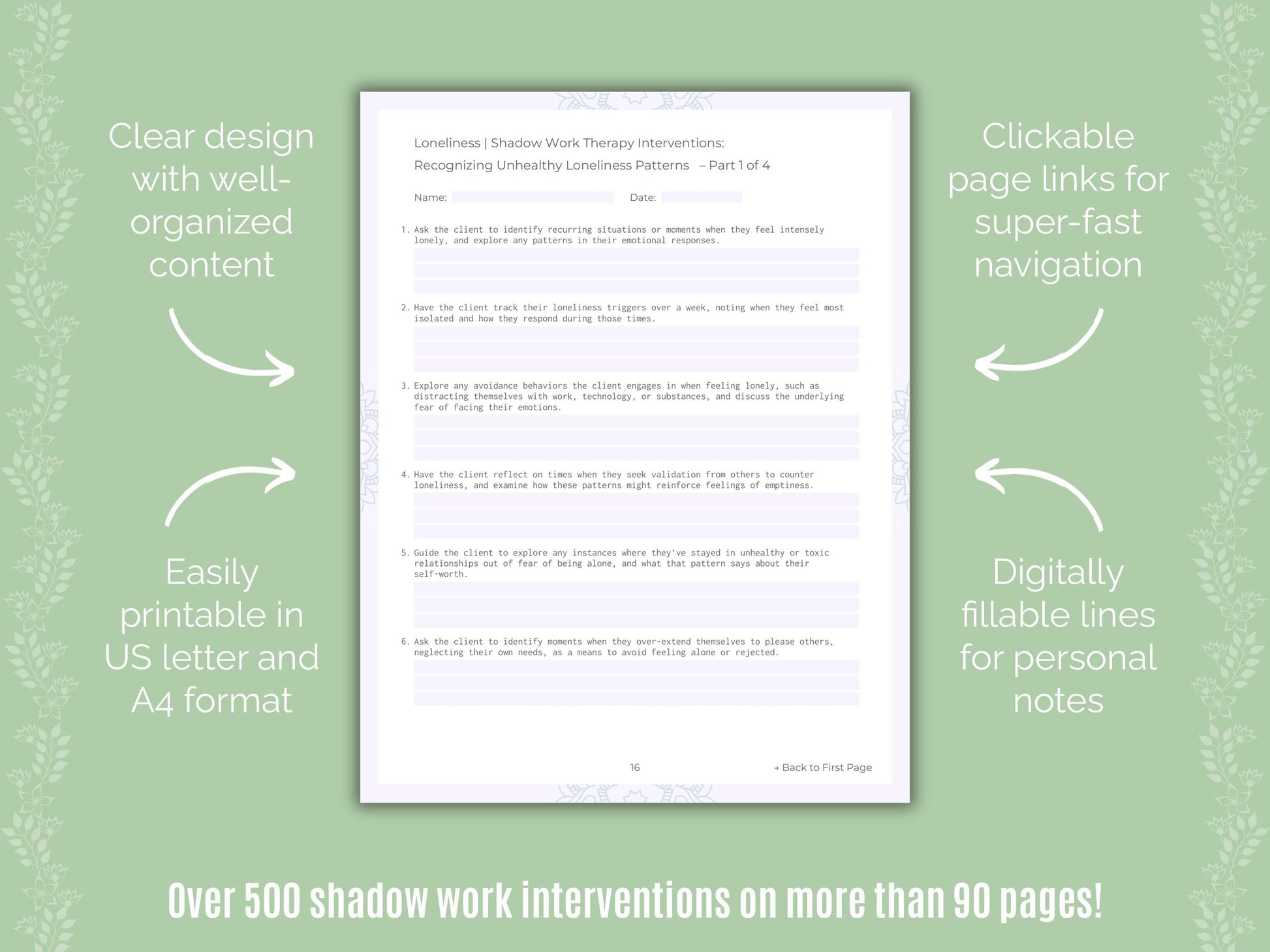 Loneliness Shadow Work Counseling Templates