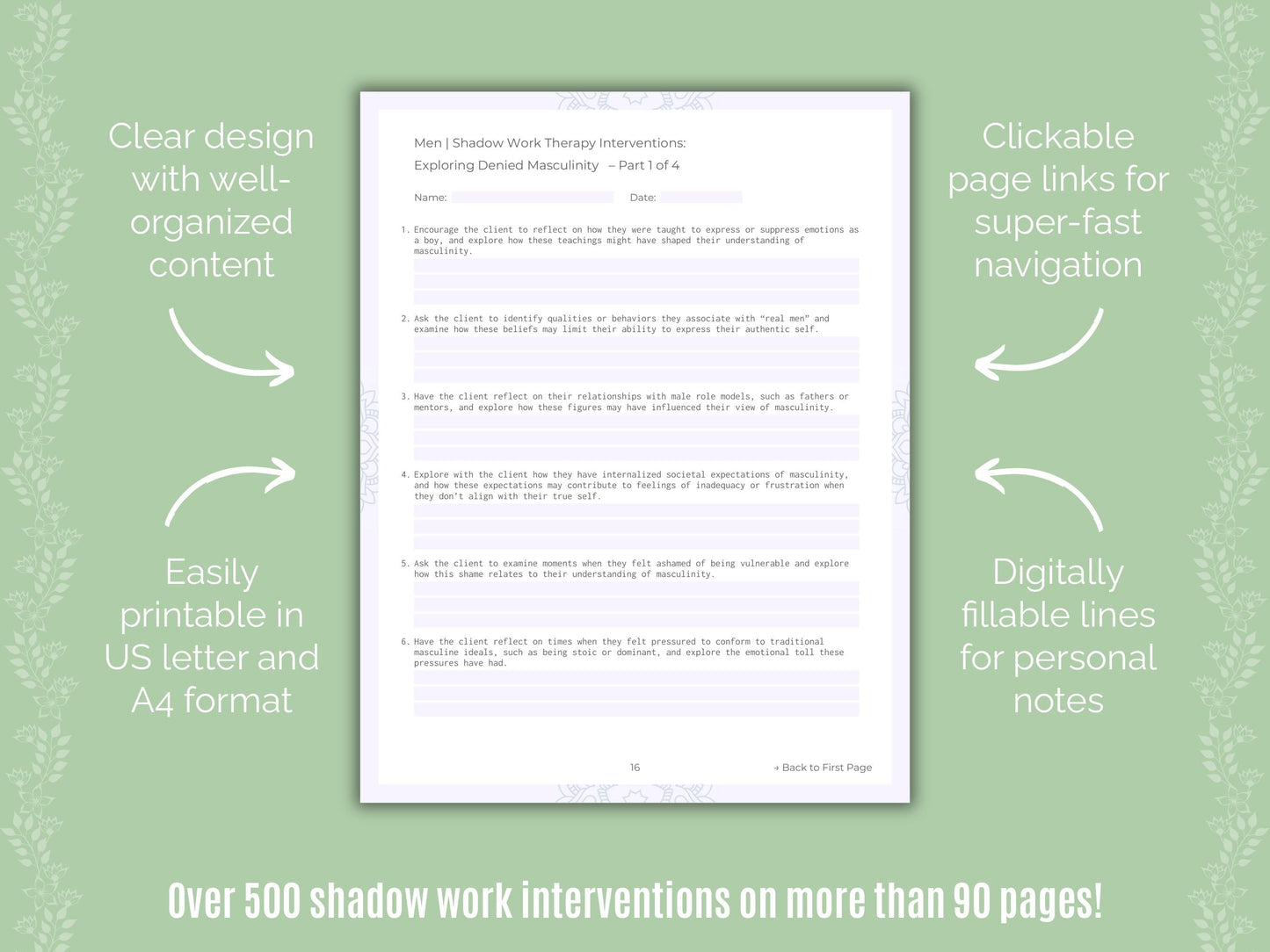 Men Shadow Work Counseling Templates