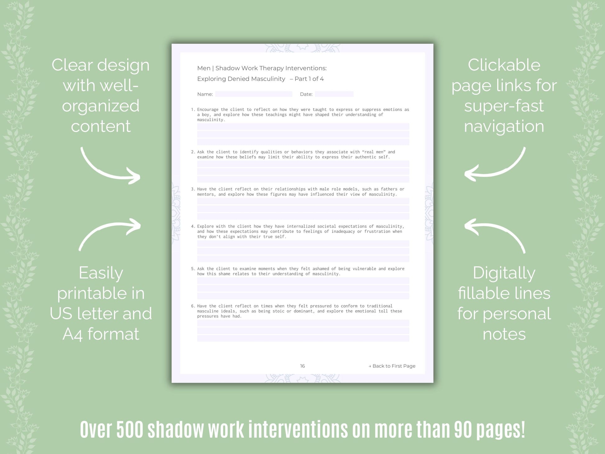 Men Shadow Work Counseling Templates