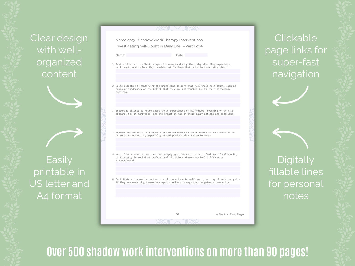 Narcolepsy Shadow Work Counseling Templates