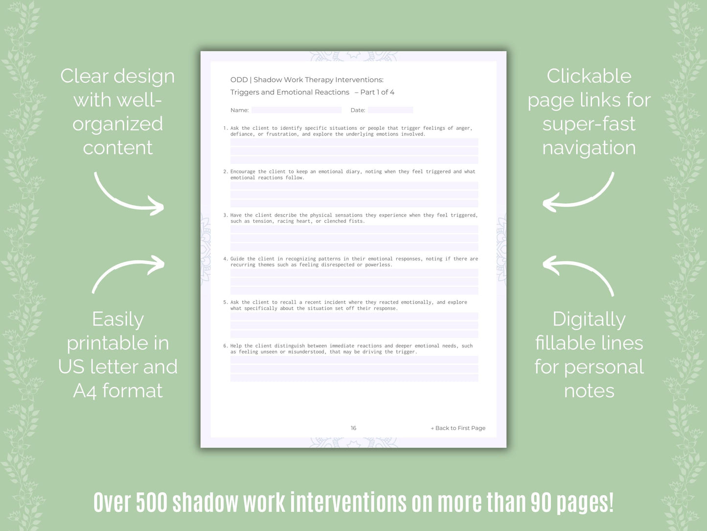 Oppositional Defiant Disorder (ODD) Shadow Work Counseling Templates