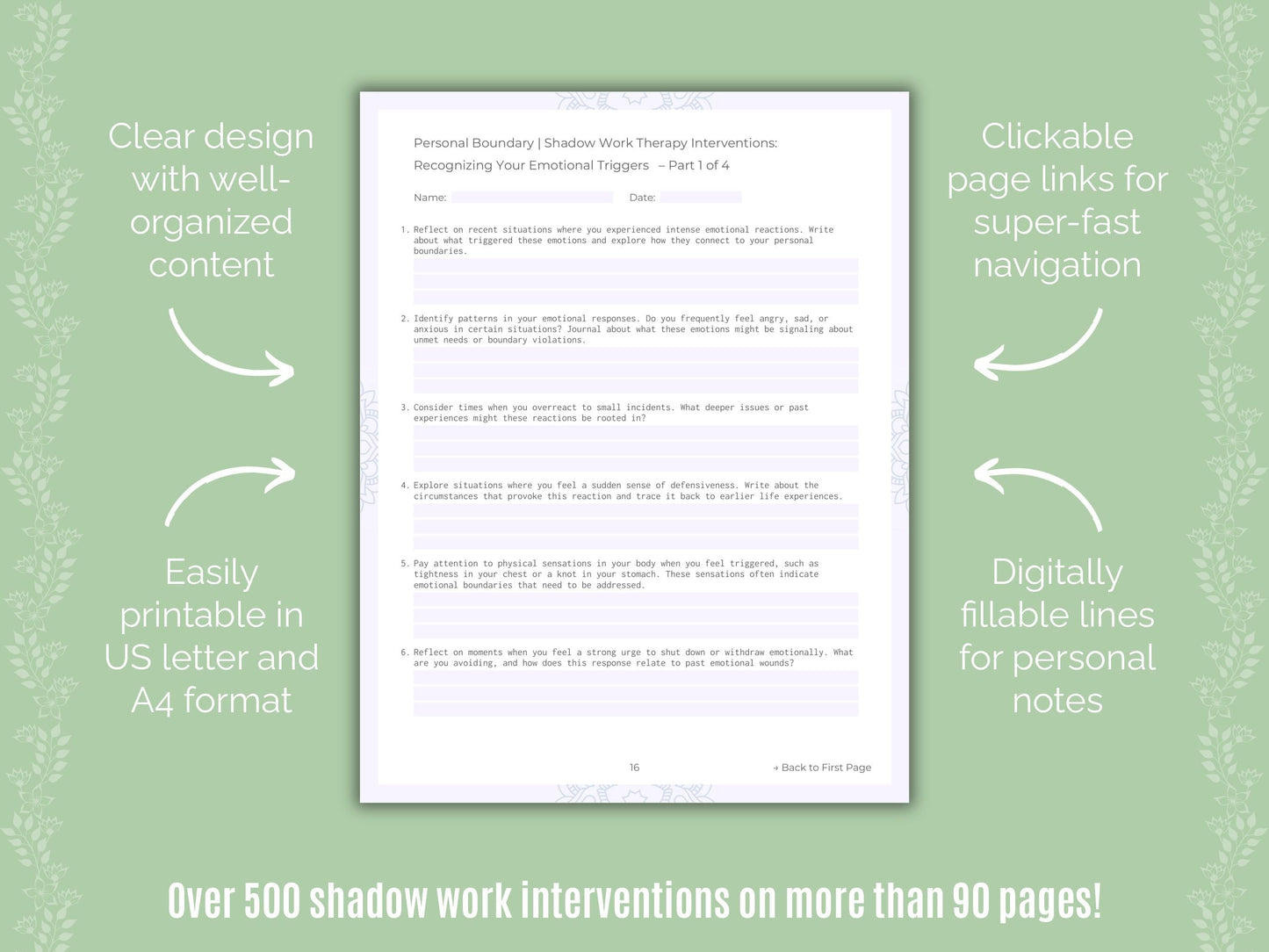 Personal Boundary Shadow Work Counseling Templates