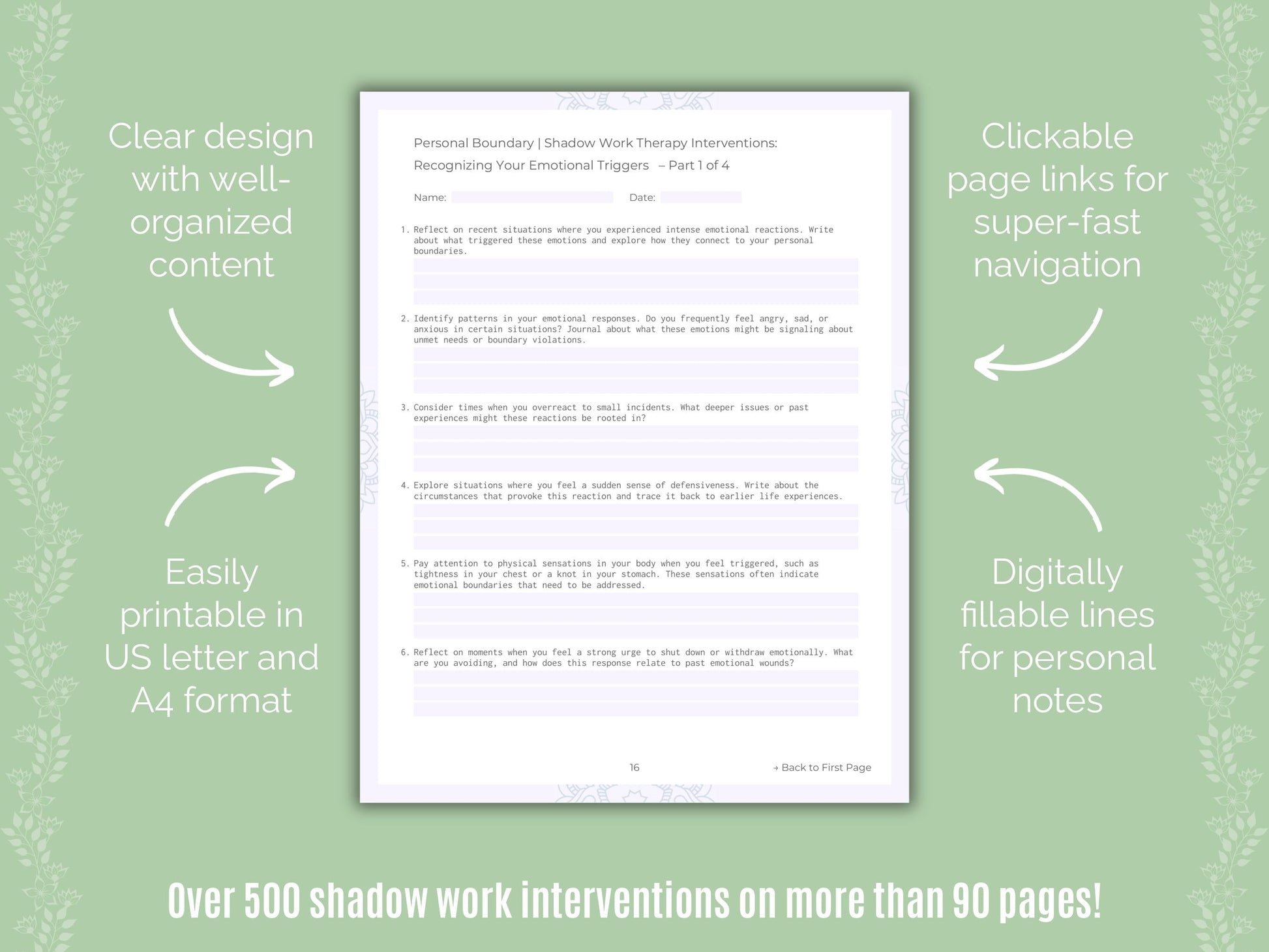 Personal Boundary Shadow Work Counseling Templates