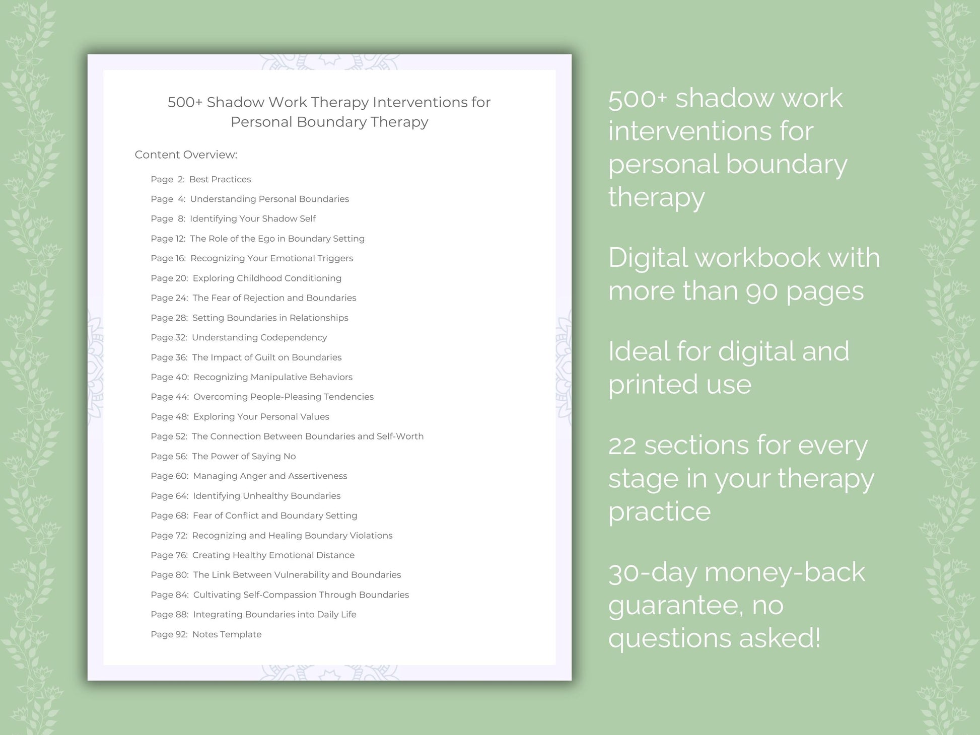 Personal Boundary Shadow Work Therapist Worksheets