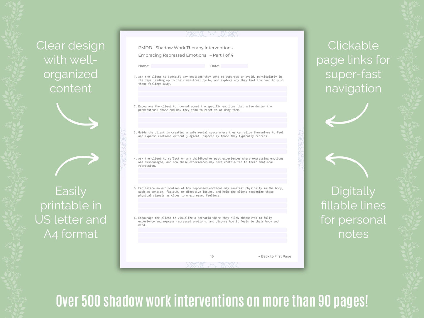 Premenstrual Dysphoric Disorder Shadow Work Counseling Templates