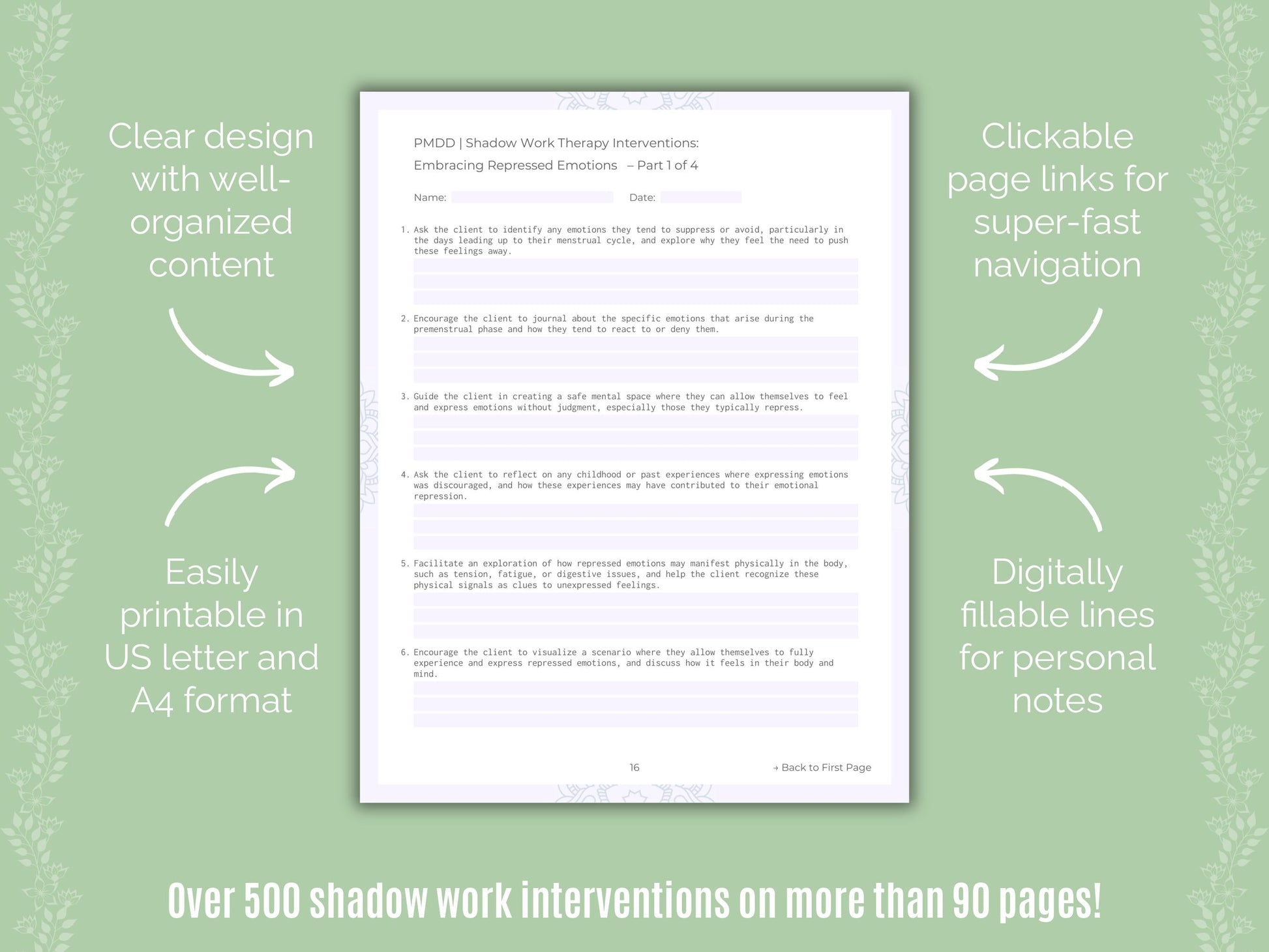 Premenstrual Dysphoric Disorder Shadow Work Counseling Templates