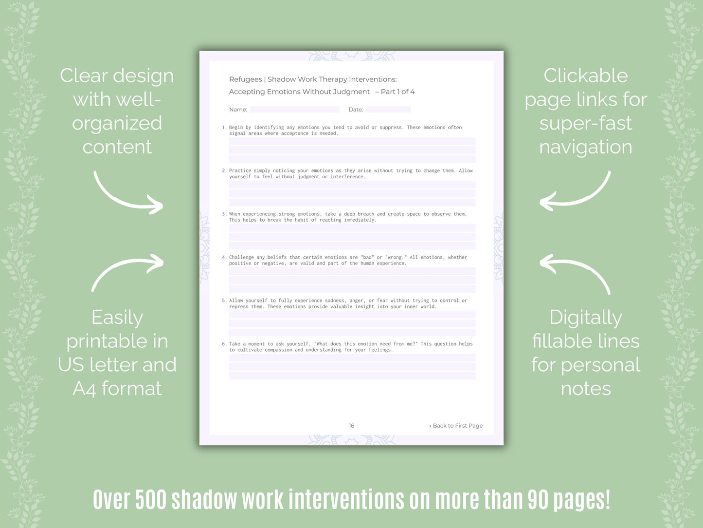 Refugees Shadow Work Counseling Templates