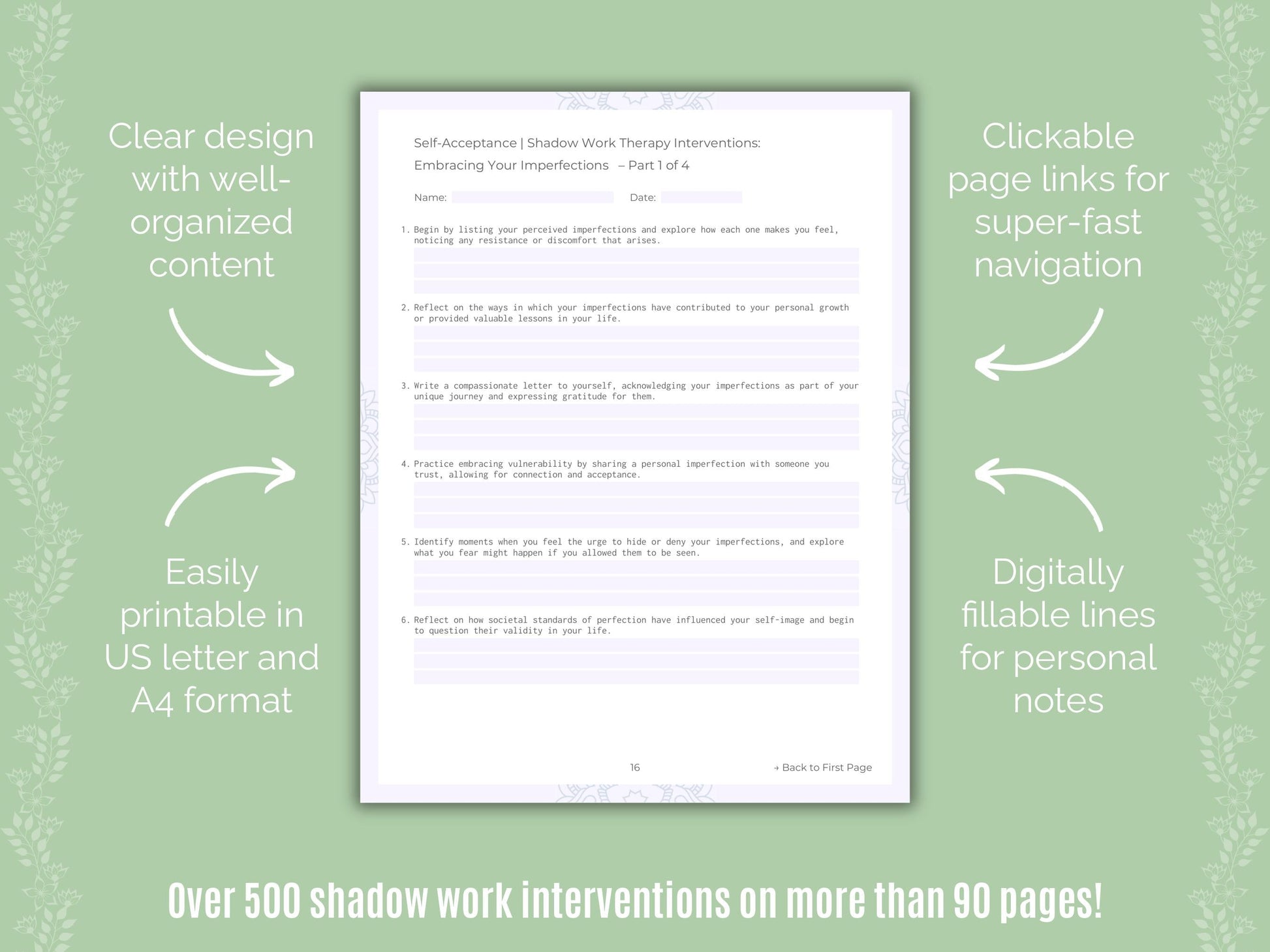 Self-Acceptance Shadow Work Counseling Templates