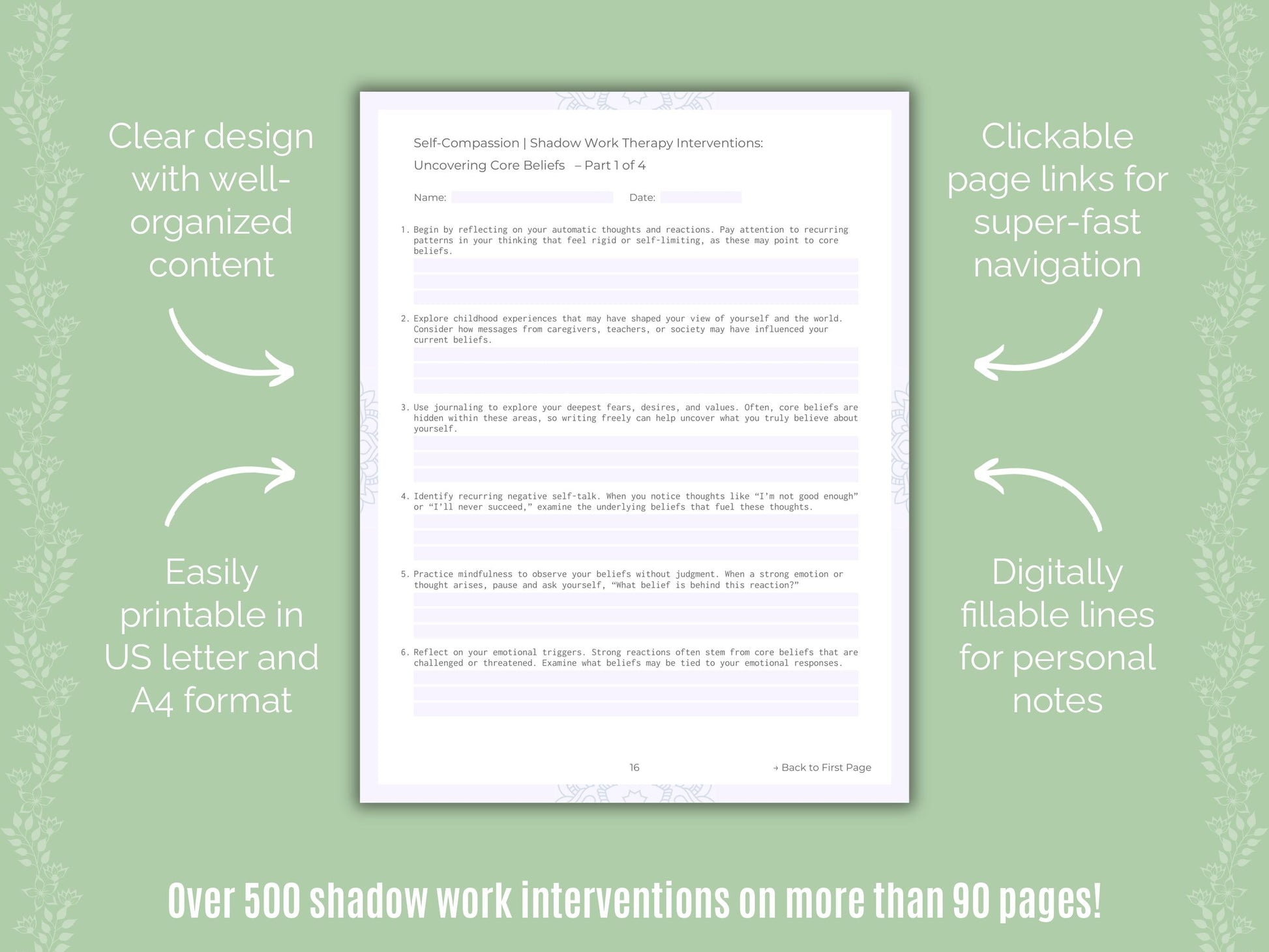 Self-Compassion Shadow Work Counseling Templates