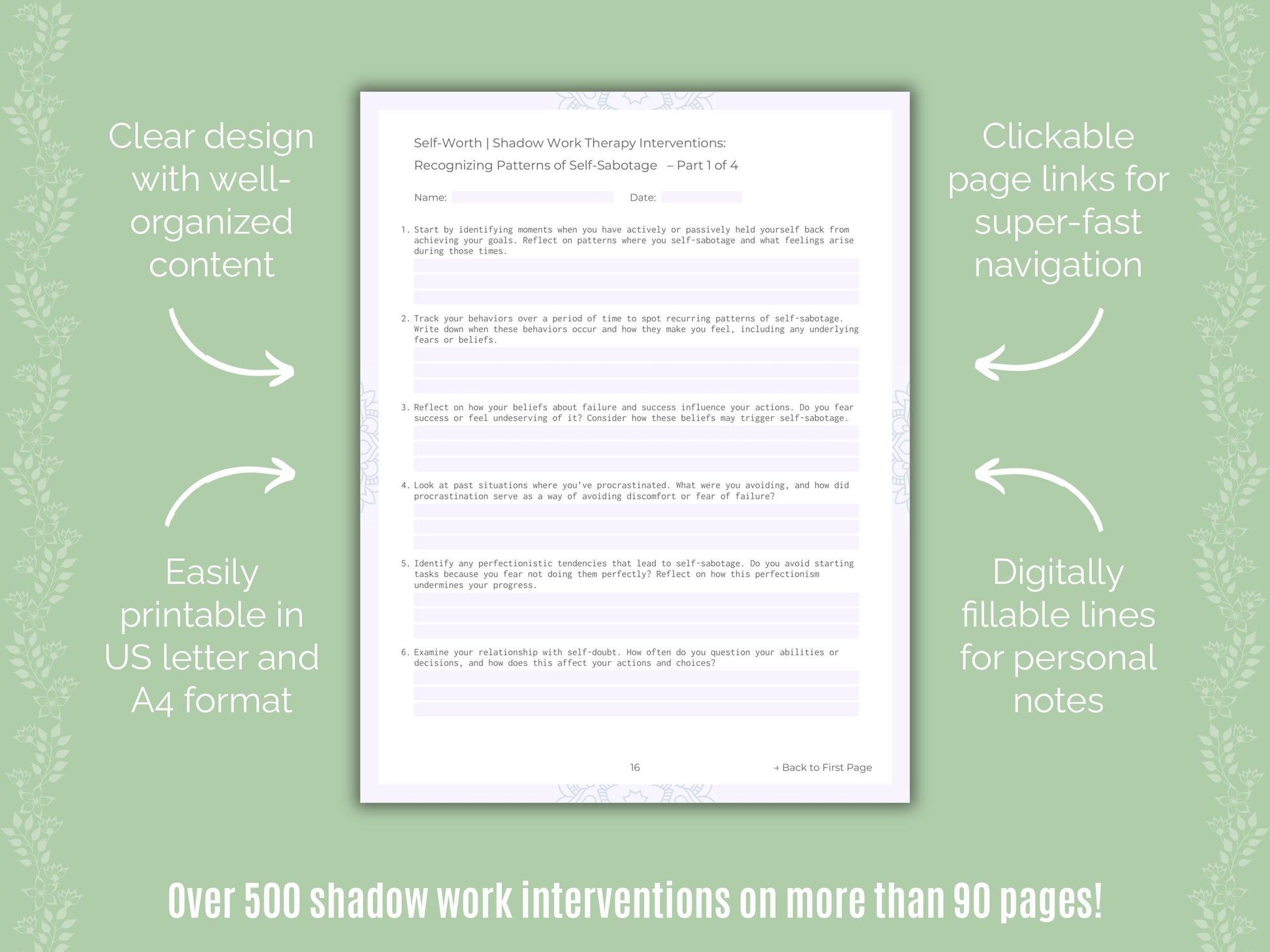 Self-Worth Shadow Work Counseling Templates