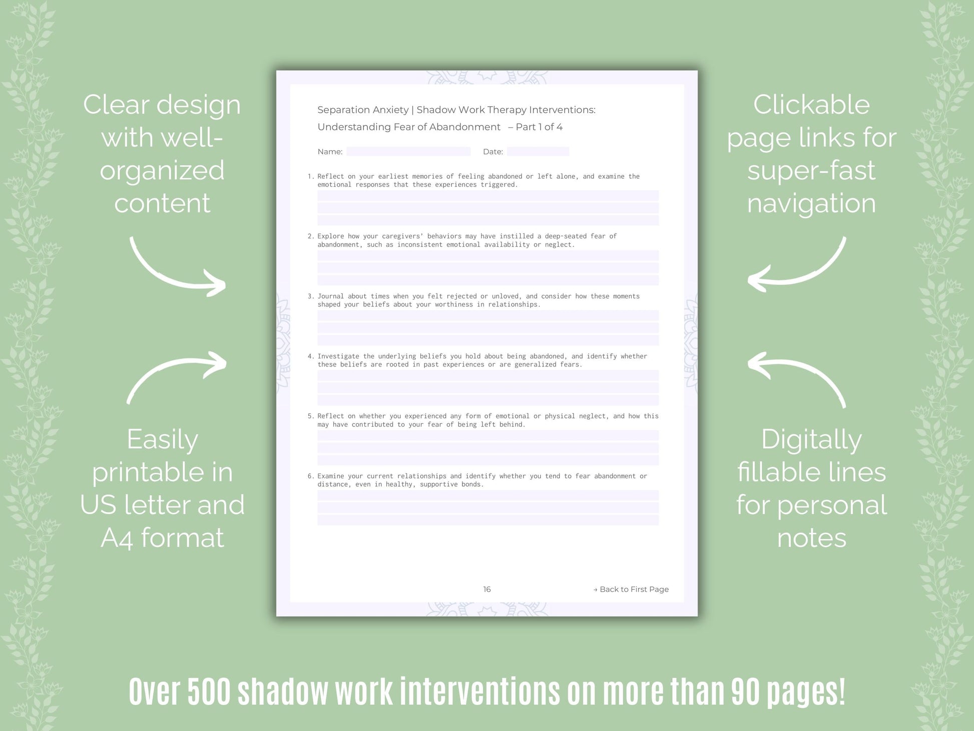 Separation Anxiety Shadow Work Counseling Templates