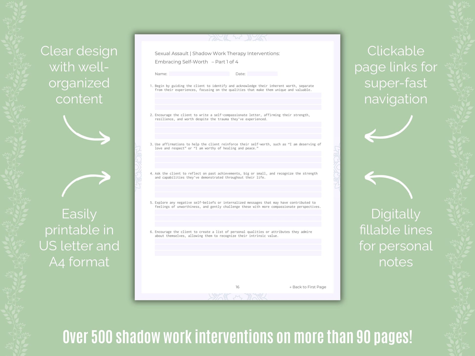 Sexual Assault Shadow Work Counseling Templates