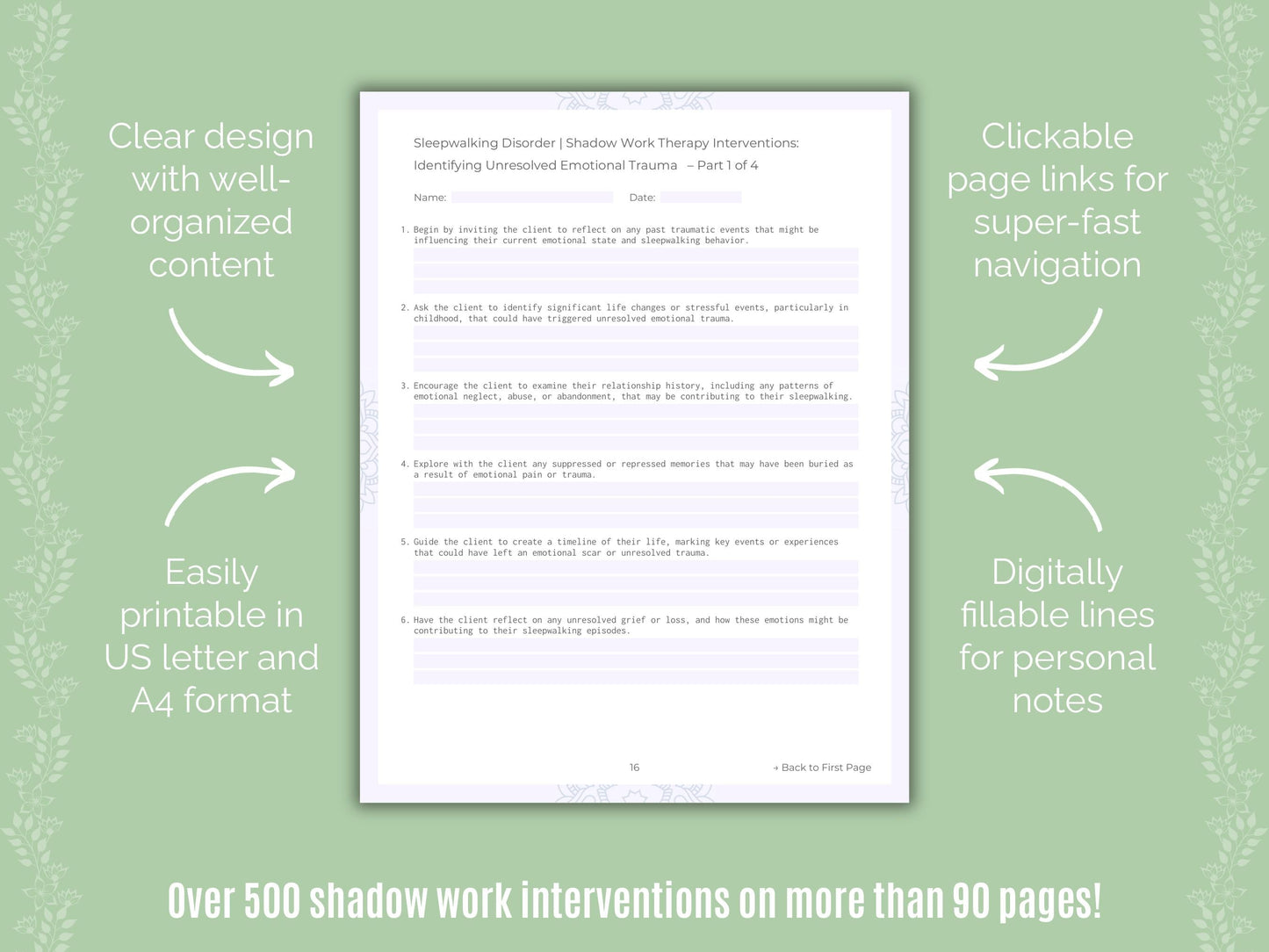 Sleepwalking Disorder Shadow Work Counseling Templates