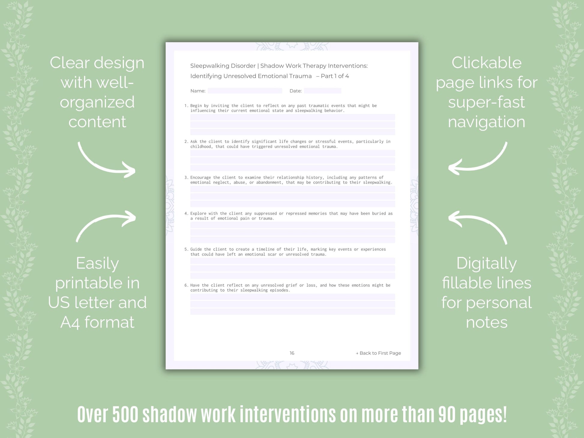 Sleepwalking Disorder Shadow Work Counseling Templates