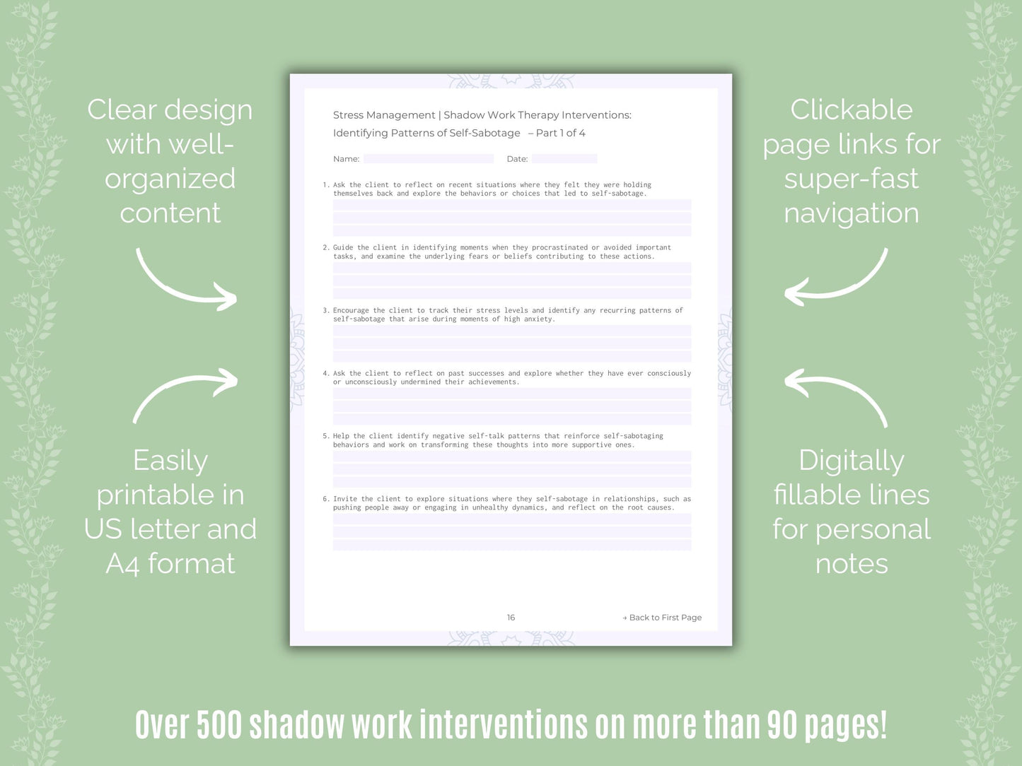 Stress Management Shadow Work Counseling Templates