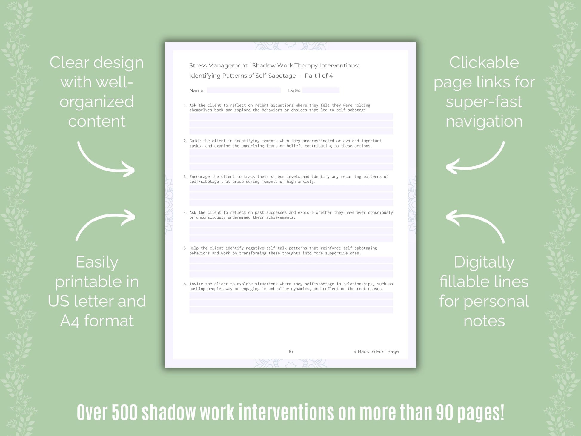 Stress Management Shadow Work Counseling Templates