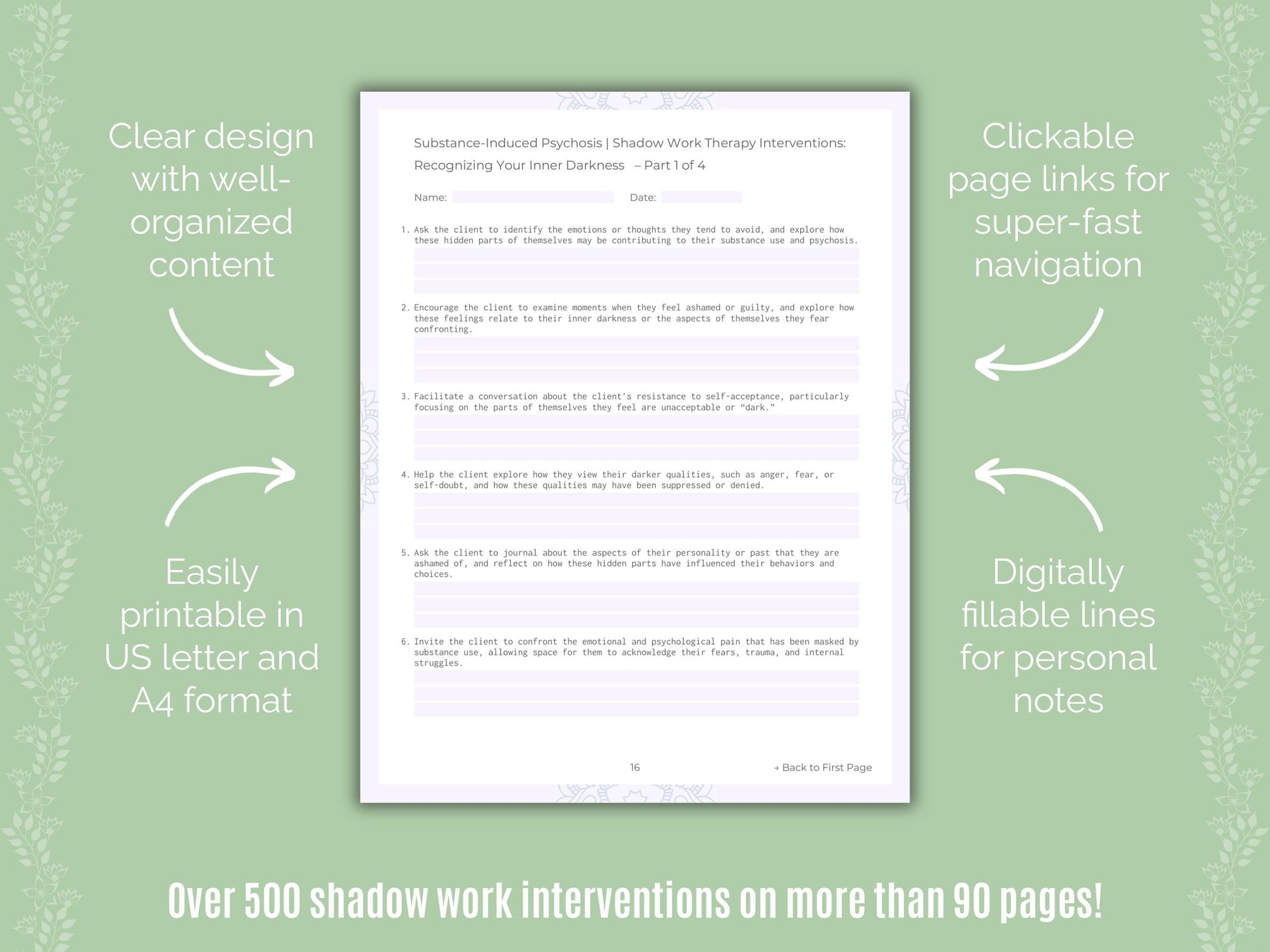 Substance-Induced Psychosis Shadow Work Counseling Templates