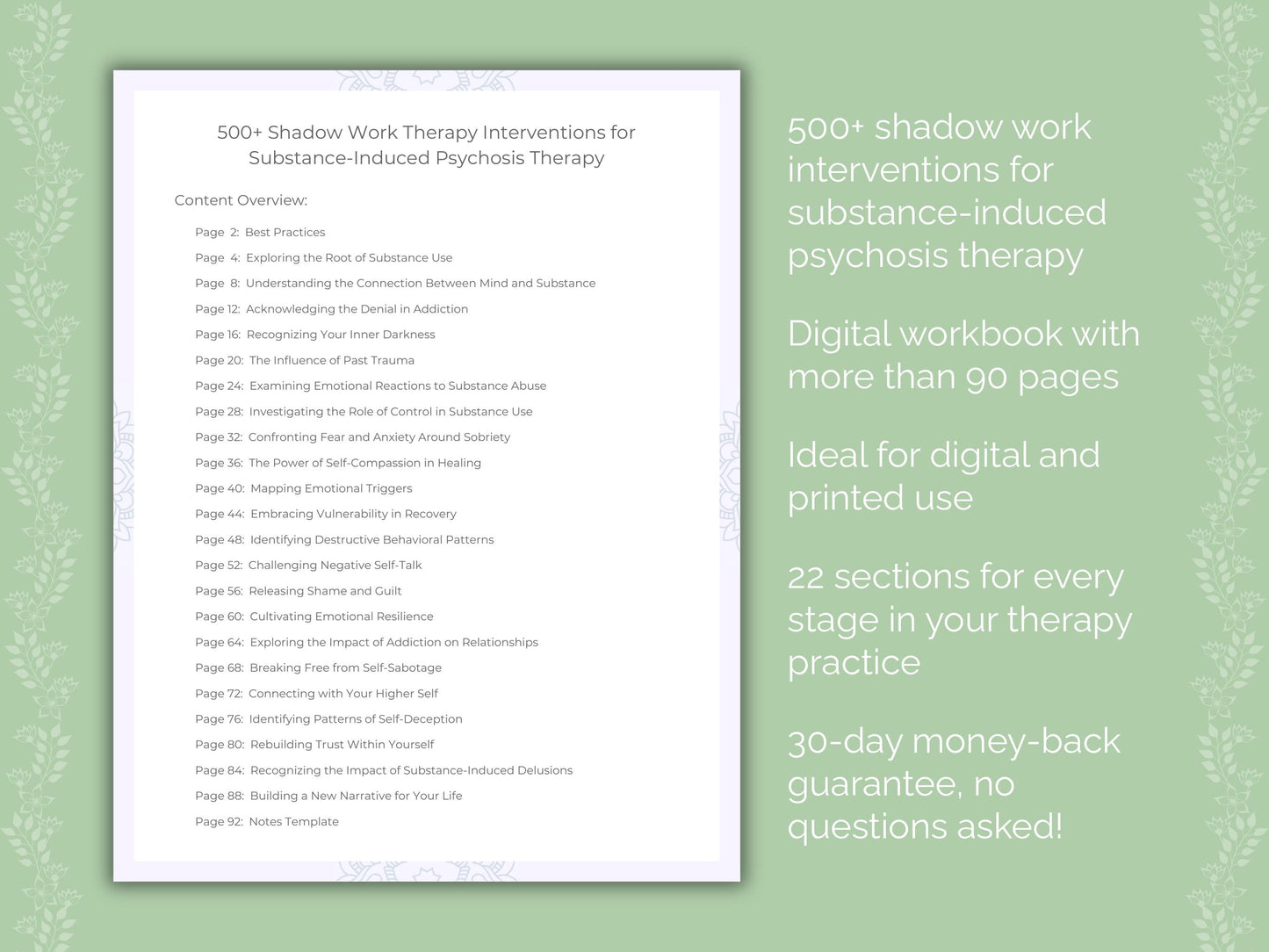 Substance-Induced Psychosis Shadow Work Therapist Worksheets