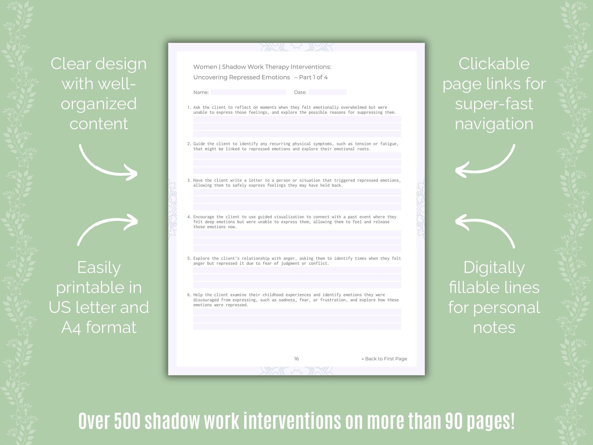 Women Shadow Work Counseling Templates