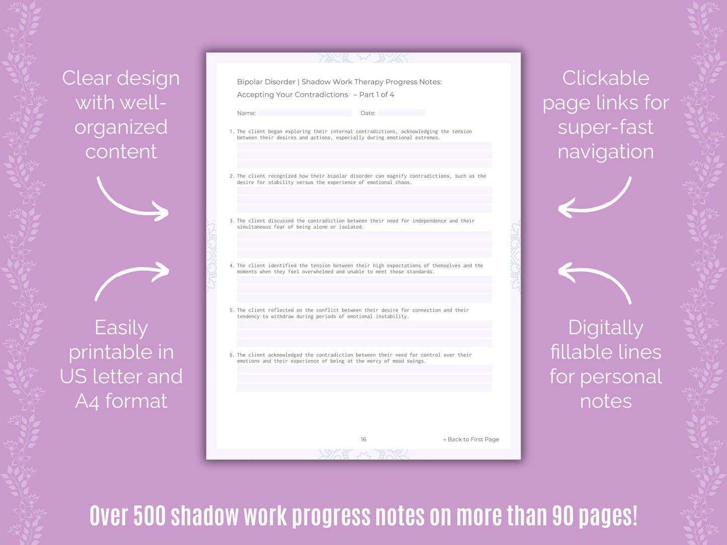 Bipolar Disorder Shadow Work Counseling Templates