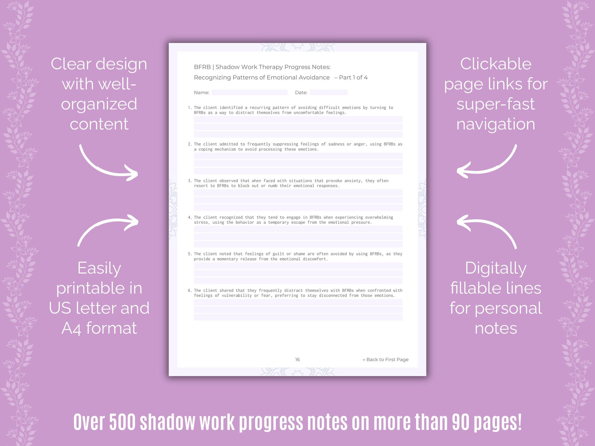 Body-Focused Repetitive Behavior (BFRB) Shadow Work Counseling Templates