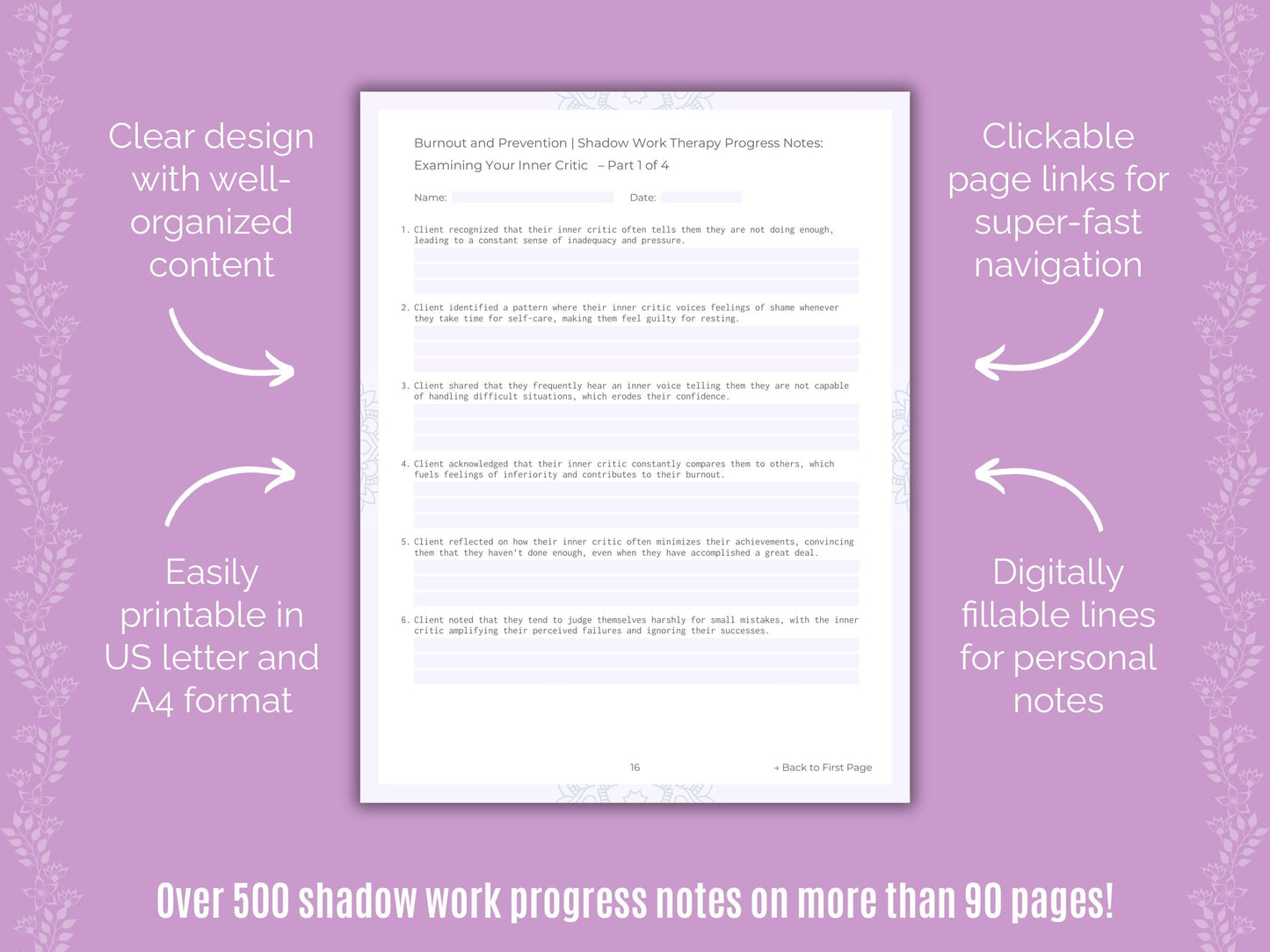 Burnout and Prevention Shadow Work Counseling Templates